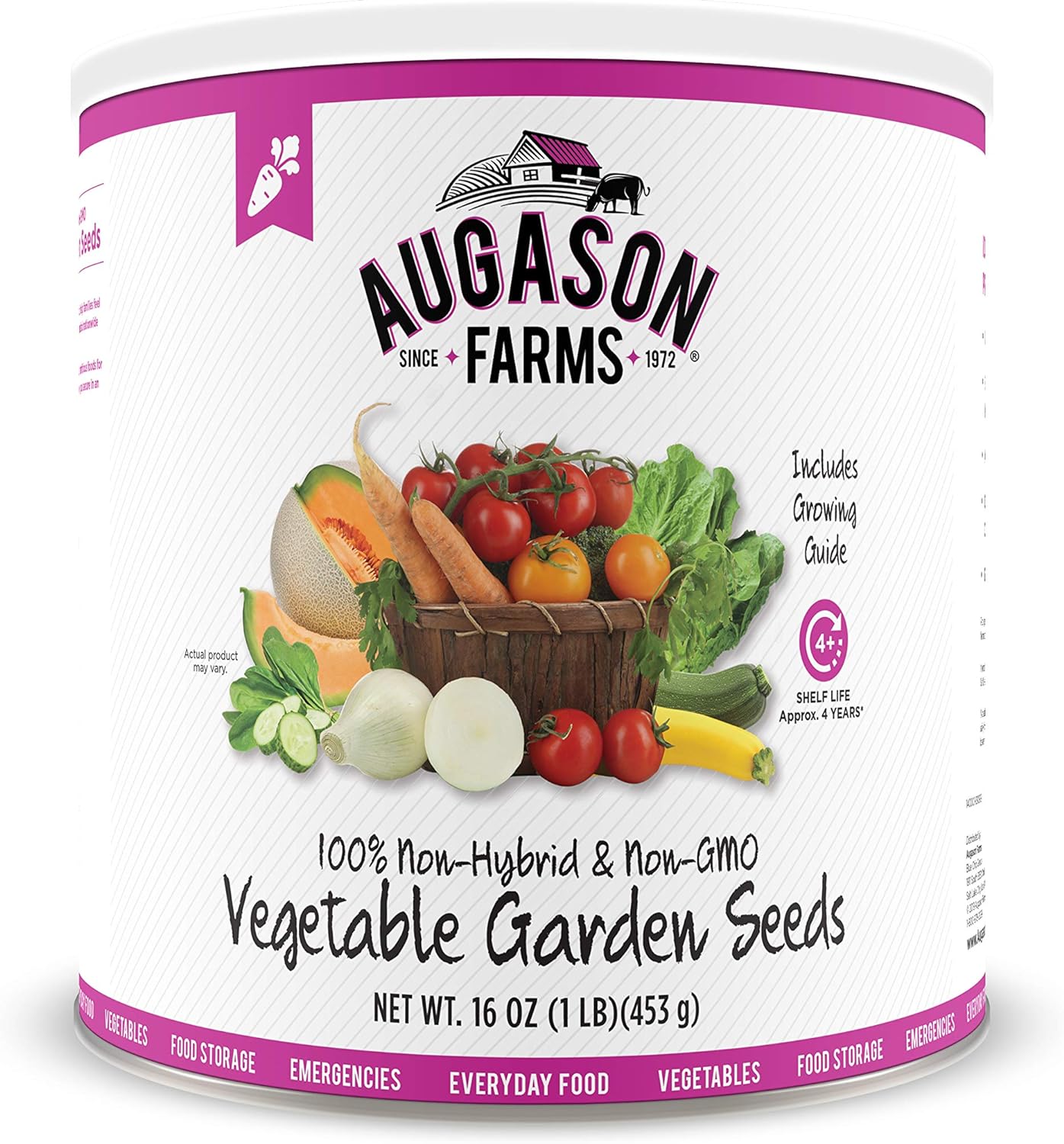 Augason Farms 5-14000 Vegetable Garden Seeds 13 Variety 1 lb No. 10 Can