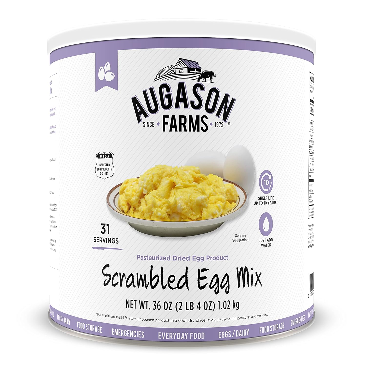 Augason Farms 5-90158 Scrambled Egg Mix, 2 lbs., 4 oz. No. 10 Can  Buttermilk Pancake Mix 3 lbs 4 oz #10 Can