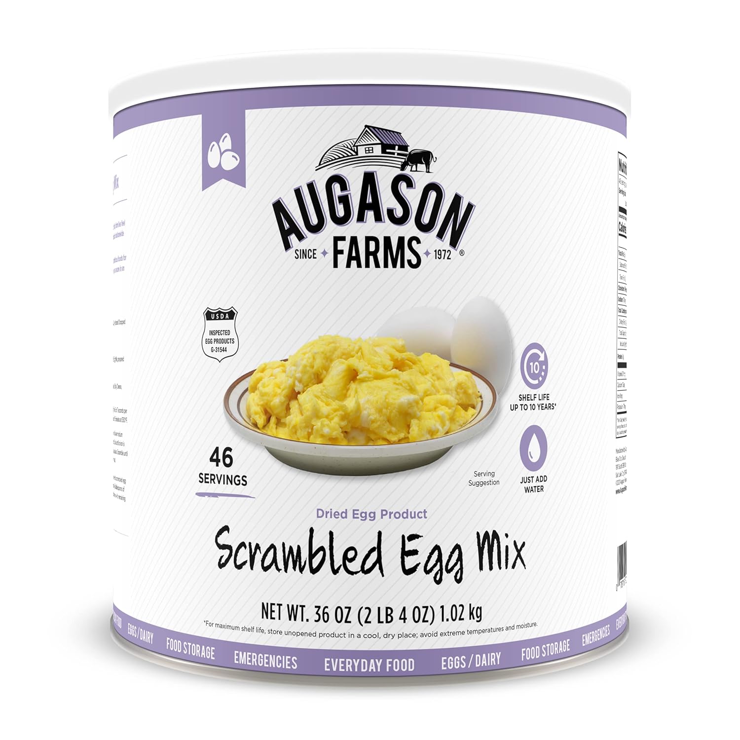 Augason Farms 5-90158 Scrambled Egg Mix, 2 lbs., 4 oz. No. 10 Can  Buttermilk Pancake Mix 3 lbs 4 oz #10 Can