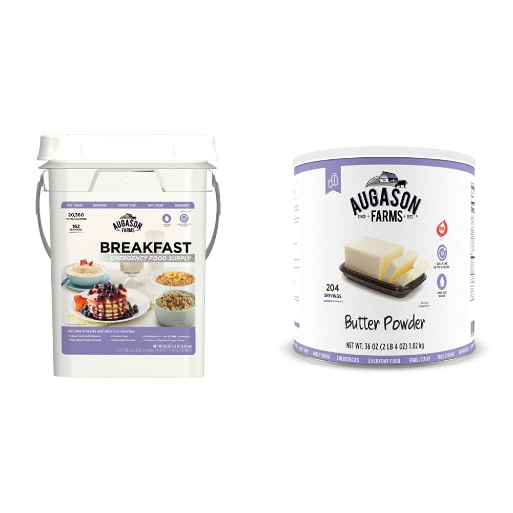 Augason Farms Breakfast Emergency Food Supply 4 Gallon Pail  Butter Powder 2 lbs 4 oz No. 10 Can