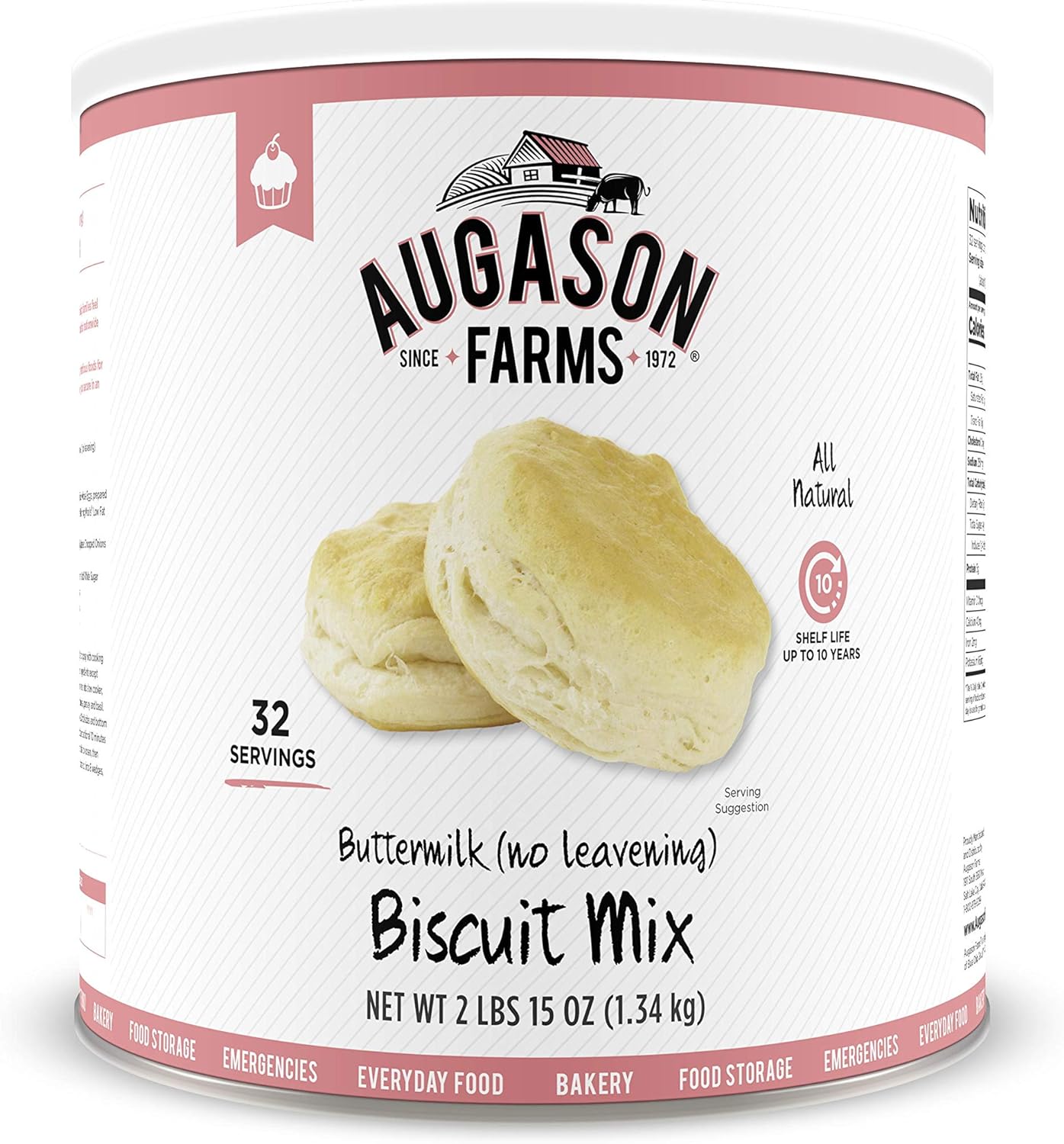 Augason Farms Buttermilk (No Leavening) Biscuit Mix 2 lbs 15 oz No. 10 Can, 5-80410  Peanut Butter Powder 2 lbs No. 10 Can