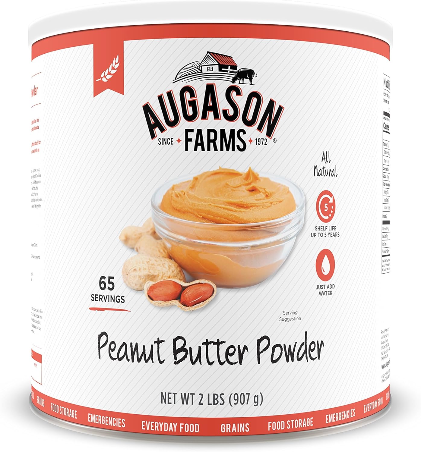 Augason Farms Buttermilk (No Leavening) Biscuit Mix 2 lbs 15 oz No. 10 Can, 5-80410  Peanut Butter Powder 2 lbs No. 10 Can