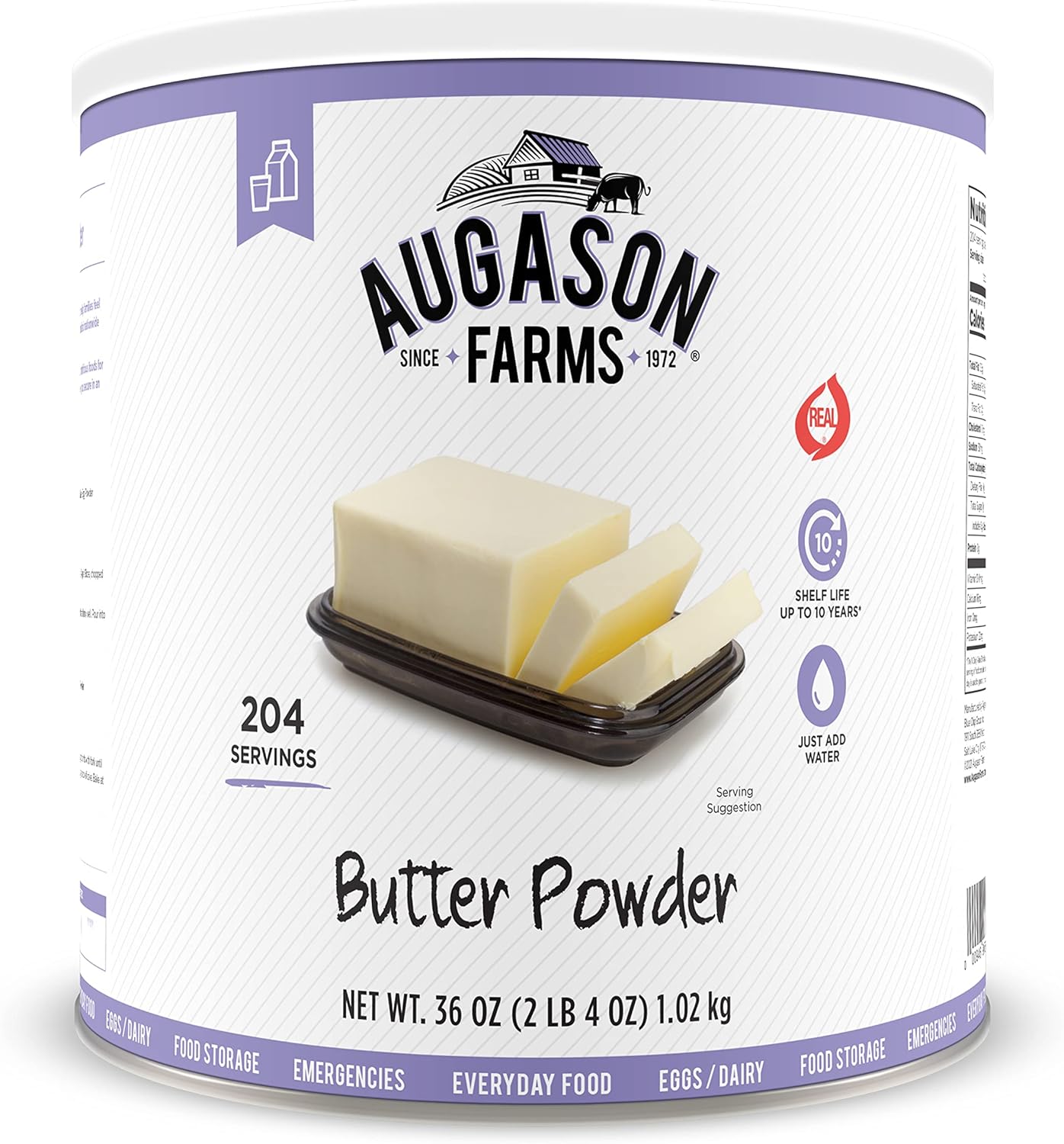 Augason Farms Cheesy Broccoli Soup Mix Can, 54 oz  Butter Powder 2 lbs 4 oz No. 10 Can