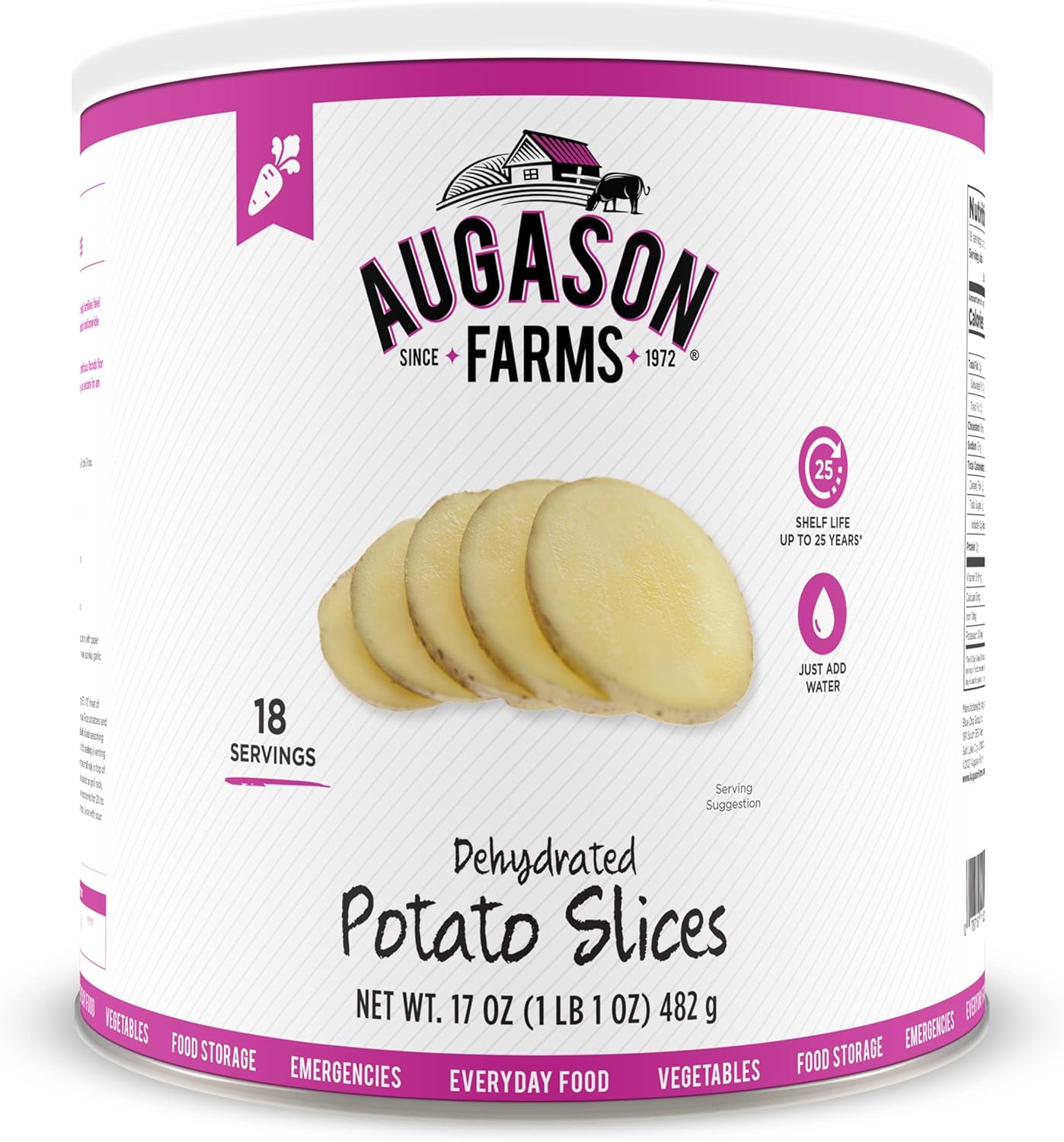 Augason Farms Dehydrated Apple Slices Certified Gluten Free Long Term Food Storage Large No. 10 Can  Dehydrated Potato Slices 1 lb.