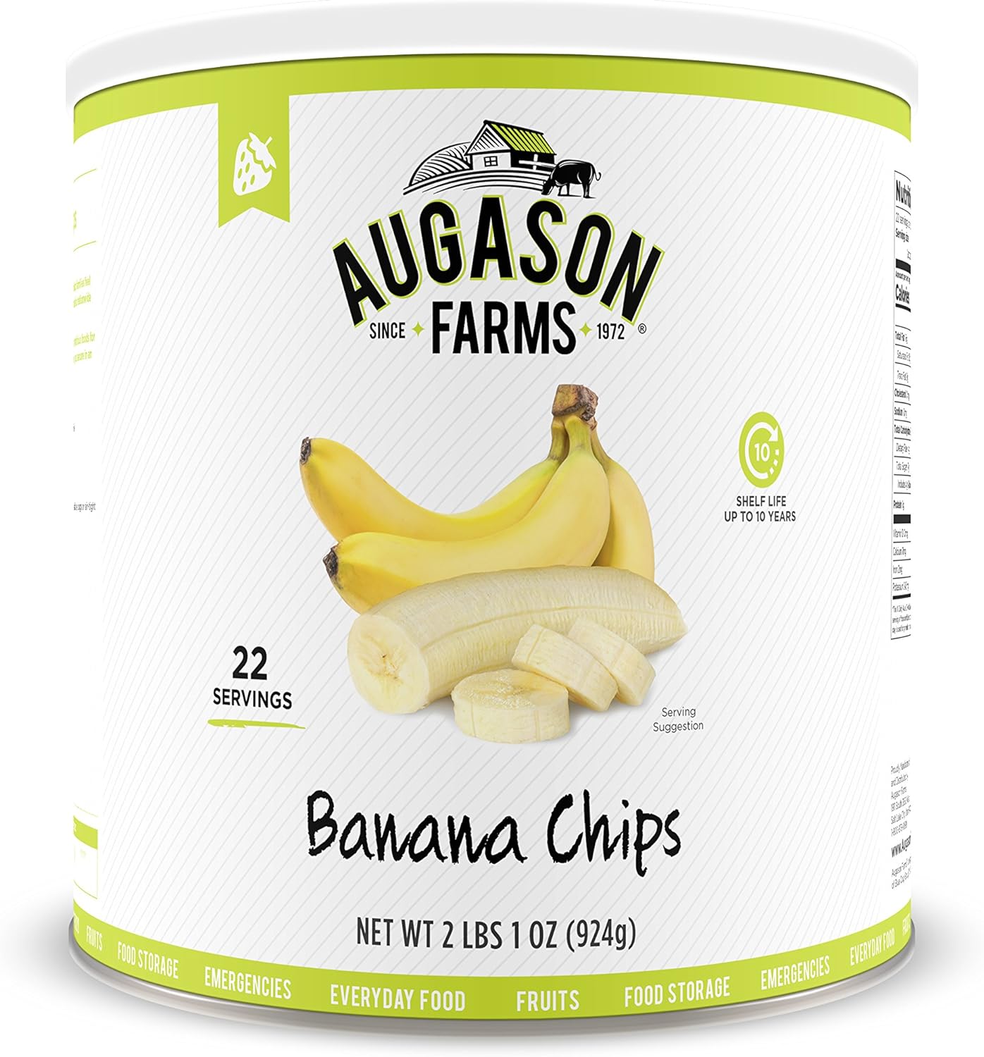 Augason Farms Dehydrated Spinach Flakes 8 oz No. 10 Can  Banana Chips 2 lbs 1 oz No. 10 Can