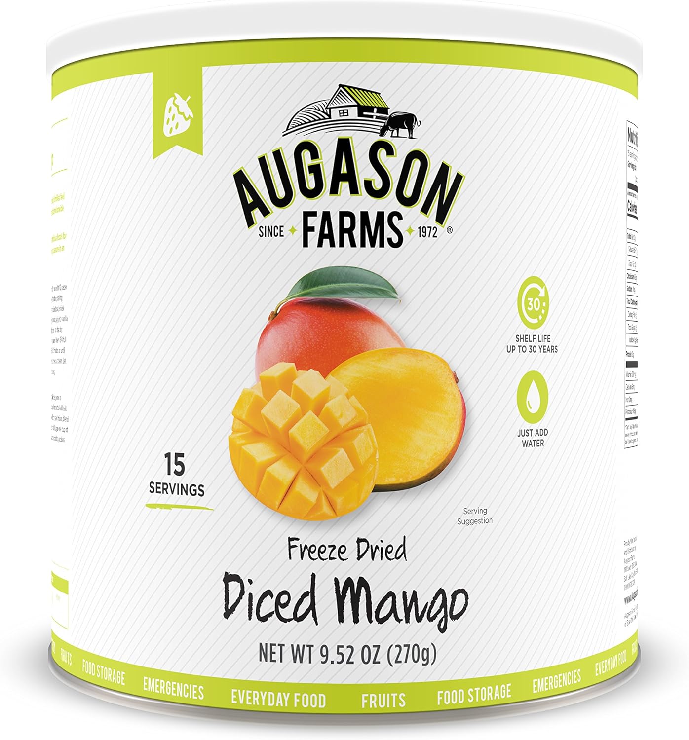 Augason Farms Freeze Dried Pineapple Chunks 12 oz  Freeze Dried Diced Mango 9.52 oz No. 10 Can