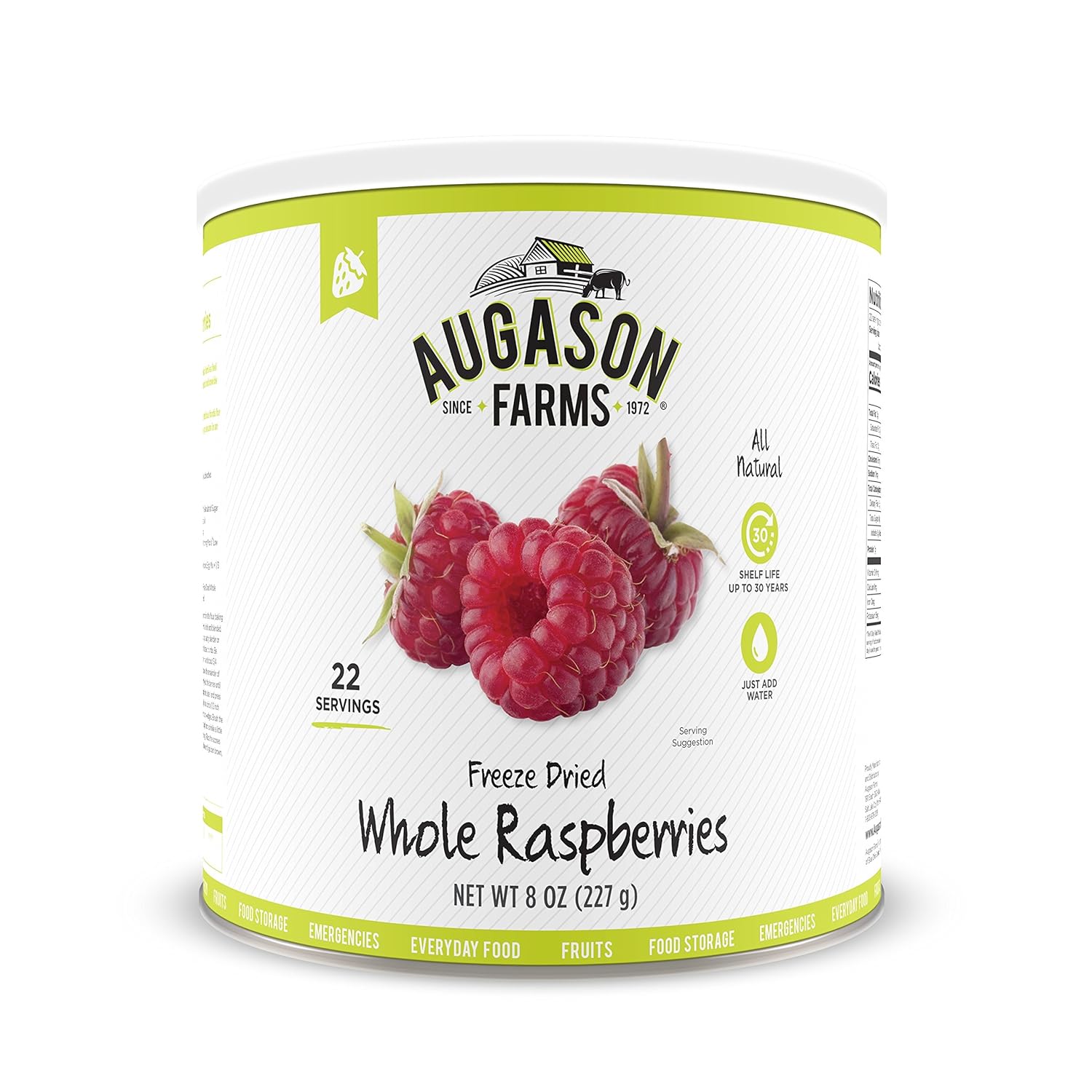 Augason Farms Freeze Dried Whole Raspberries #10 Can, 8 oz  Freeze Dried Diced Mango 9.52 oz No. 10 Can