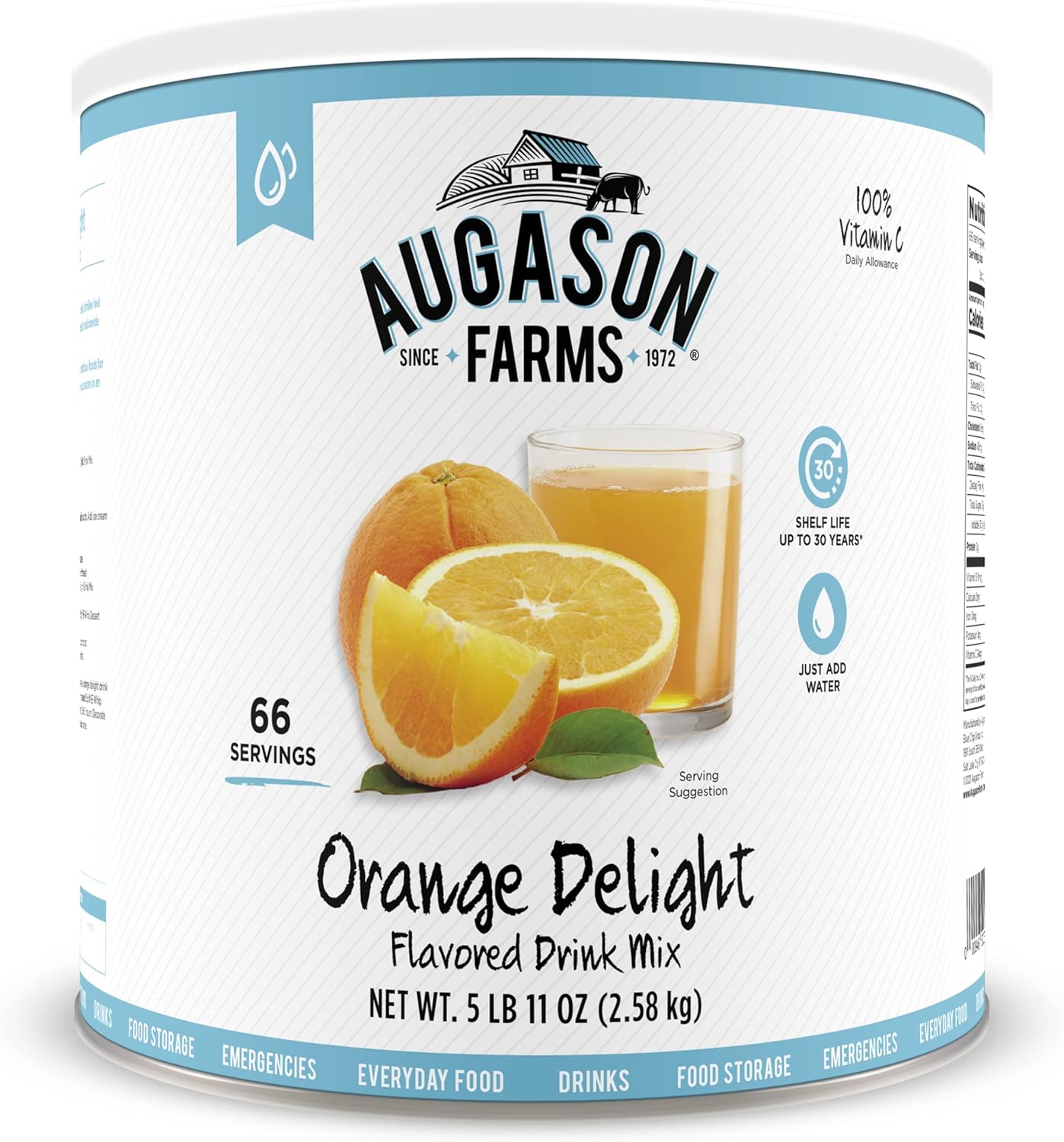 Augason Farms Orange Delight Drink Mix 5 lb. 11 oz Creamy Potato Soup Mix #10 Can 45 Oz