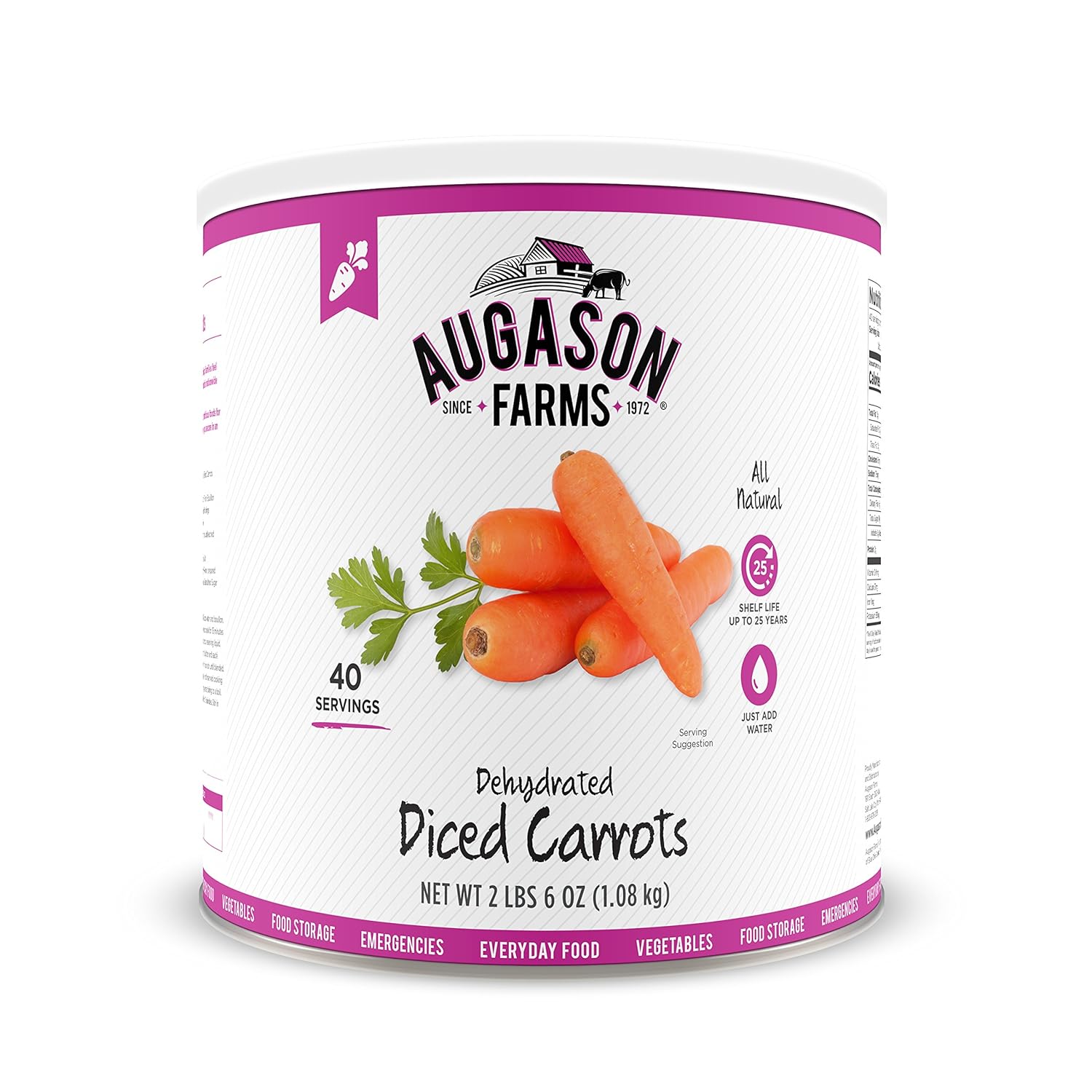 Augason Farms Tomato Powder Emergency Food Storage 3 lbs 10 oz  Dehydrated Diced Carrots,net weight 2 lbs 6 ounce.