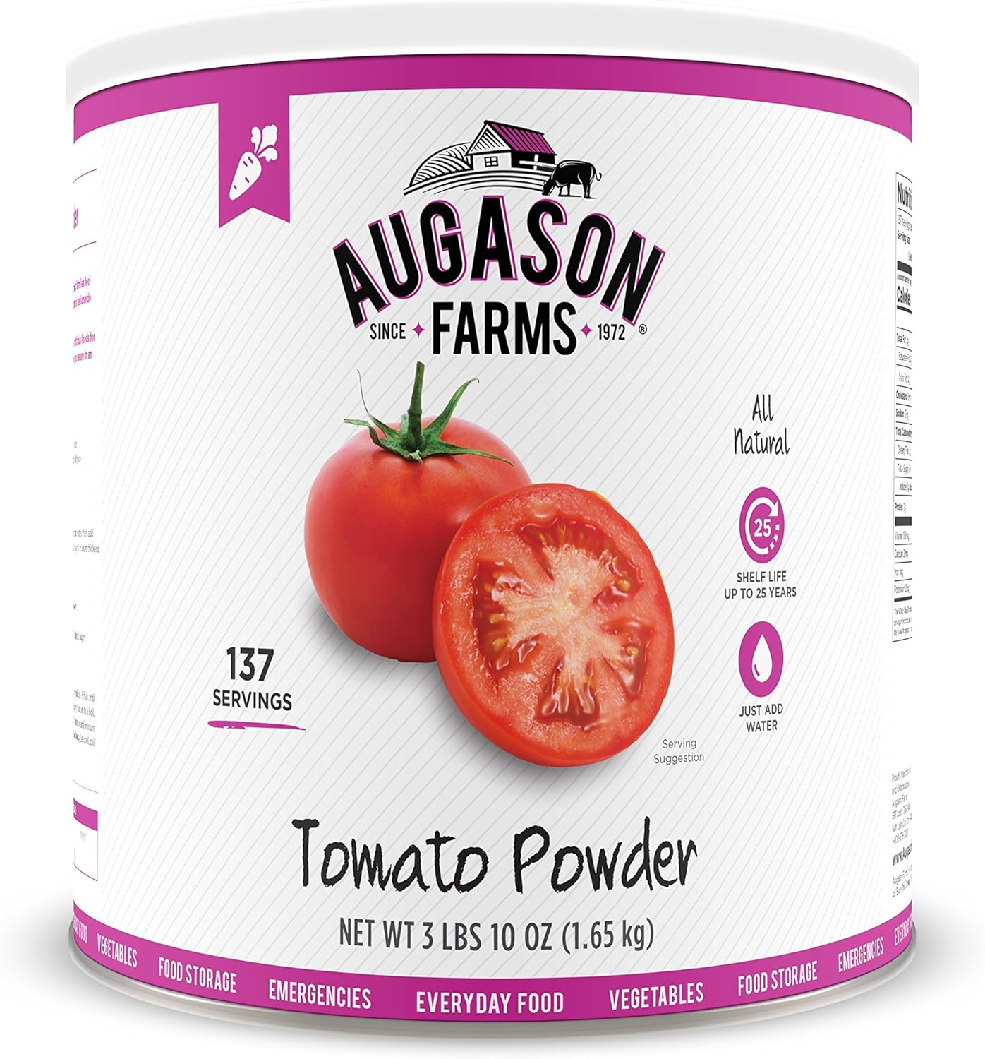 Augason Farms Tomato Powder Emergency Food Storage 3 lbs 10 oz  Freeze Dried Sweet Corn 16 oz #10 Can