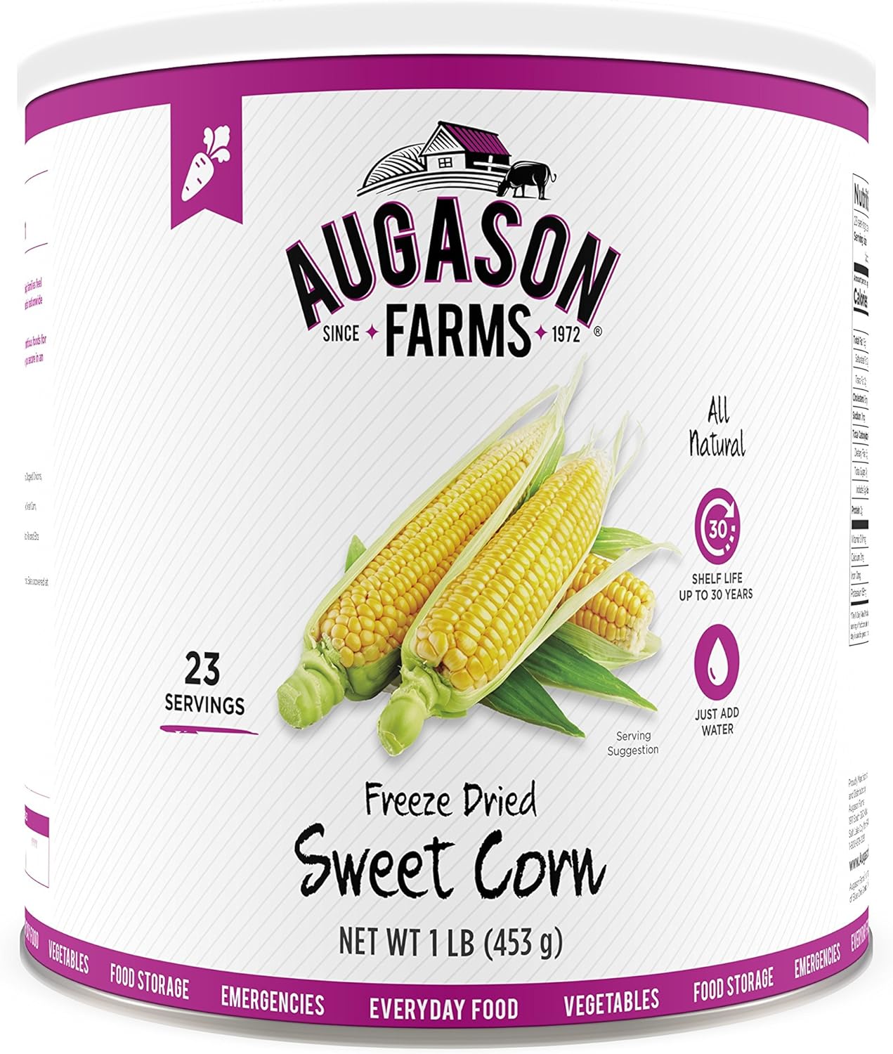 Augason Farms Tomato Powder Emergency Food Storage 3 lbs 10 oz  Freeze Dried Sweet Corn 16 oz #10 Can