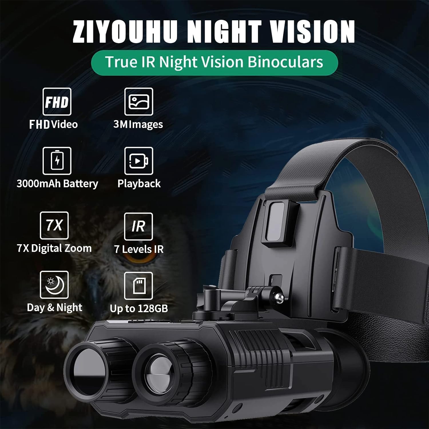 Digital Night Vision Goggles Adult,Night Vision Binoculars for Helmets Digital Infrared Night Vision Scope for Viewing in 100% Darkness,Rechargeable and recordable for Hunting and Surveillance