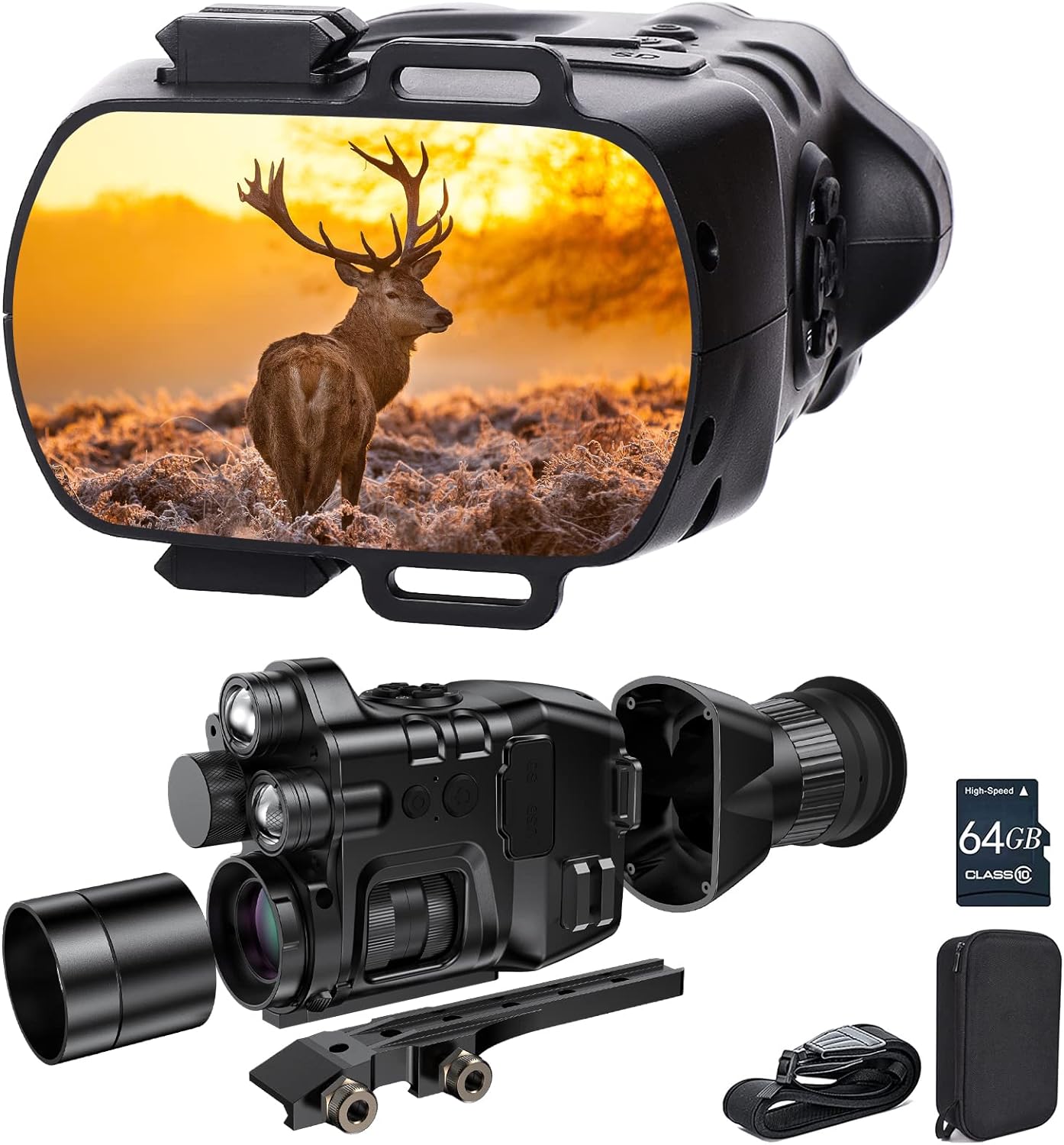 Foshderk 2IR 1-24X Zoom 3in1 Night Vision Binoculars Monocular Night Vision Goggles Mens Gifts Binoculars for Adults Night and Day,Vision Distance 1640ft/500M,LCD Screen 800*480 RES,PhotoVideos 1080P