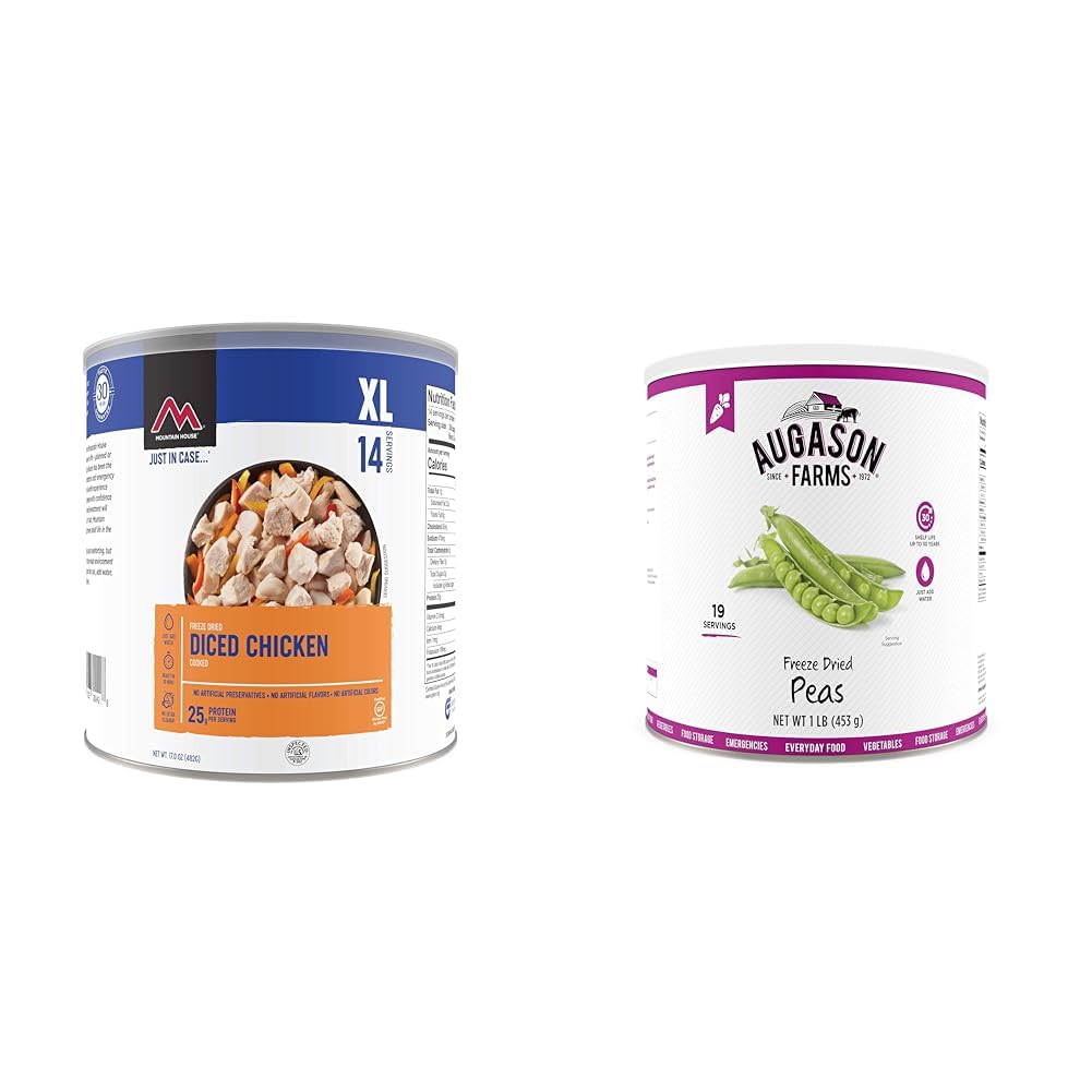 Mountain House Cooked Diced Chicken | Freeze Dried Survival  Emergency Food | #10 Can | Gluten-Free, 30235-Parent  Augason Farms Freeze Dried Peas #10 Can, 16 oz