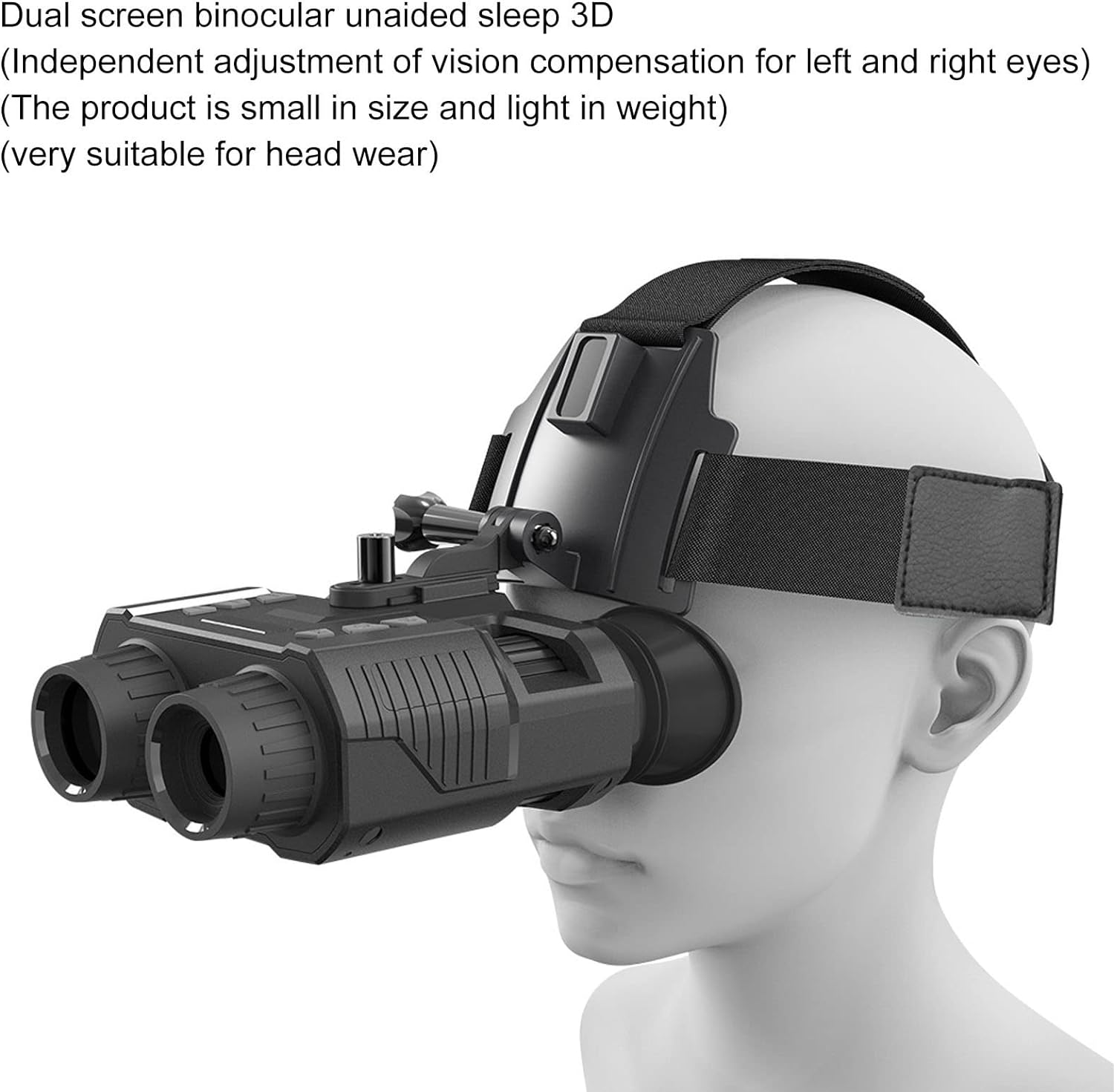 PUSOKEI Night Vision Goggles, 1080P Head Mounted Night Vision Binoculars, Large Viewing Screen, 4X Magnification, Optical Zoom System, Black White Night Vision Monocular for Adults