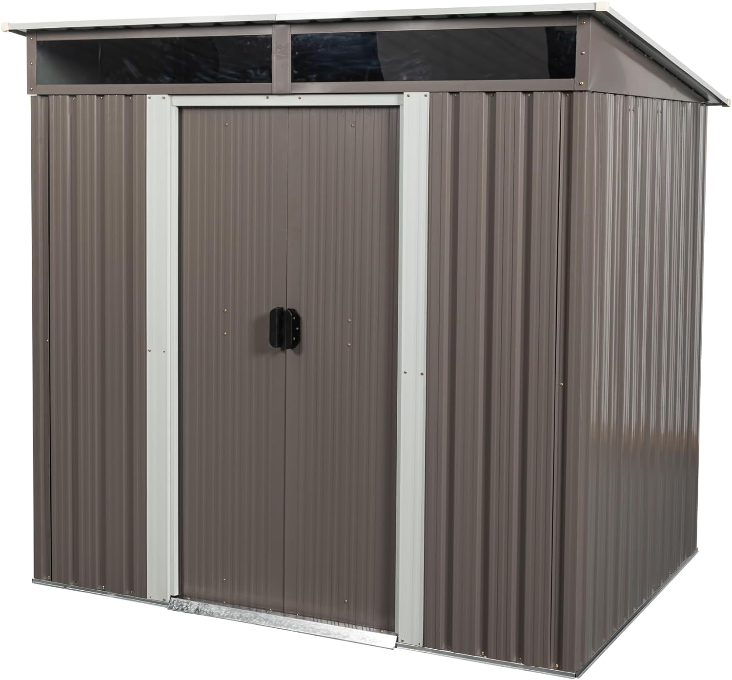 6FT x 5FT Outdoor Metal Storage Shed with Floor Frame Sun Protection Waterproof Tool Storage House with Lockable Sliding Door UV Resistant Anti-Corrosion Garden Sheds Flat roof