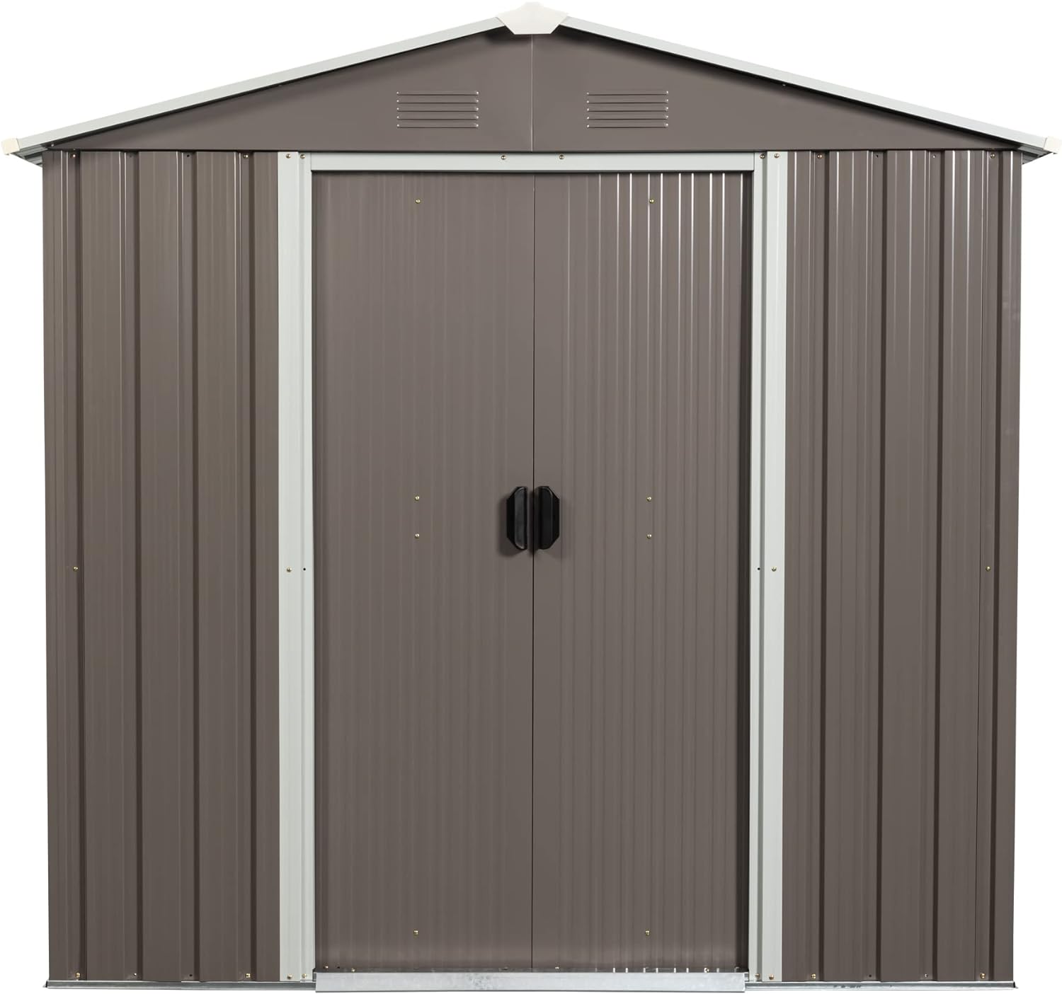 6FT x 5FT Outdoor Metal Storage Shed with Floor Frame Sun Protection Waterproof Tool Storage House with Lockable Sliding Door UV Resistant Anti-Corrosion Garden Sheds Flat roof