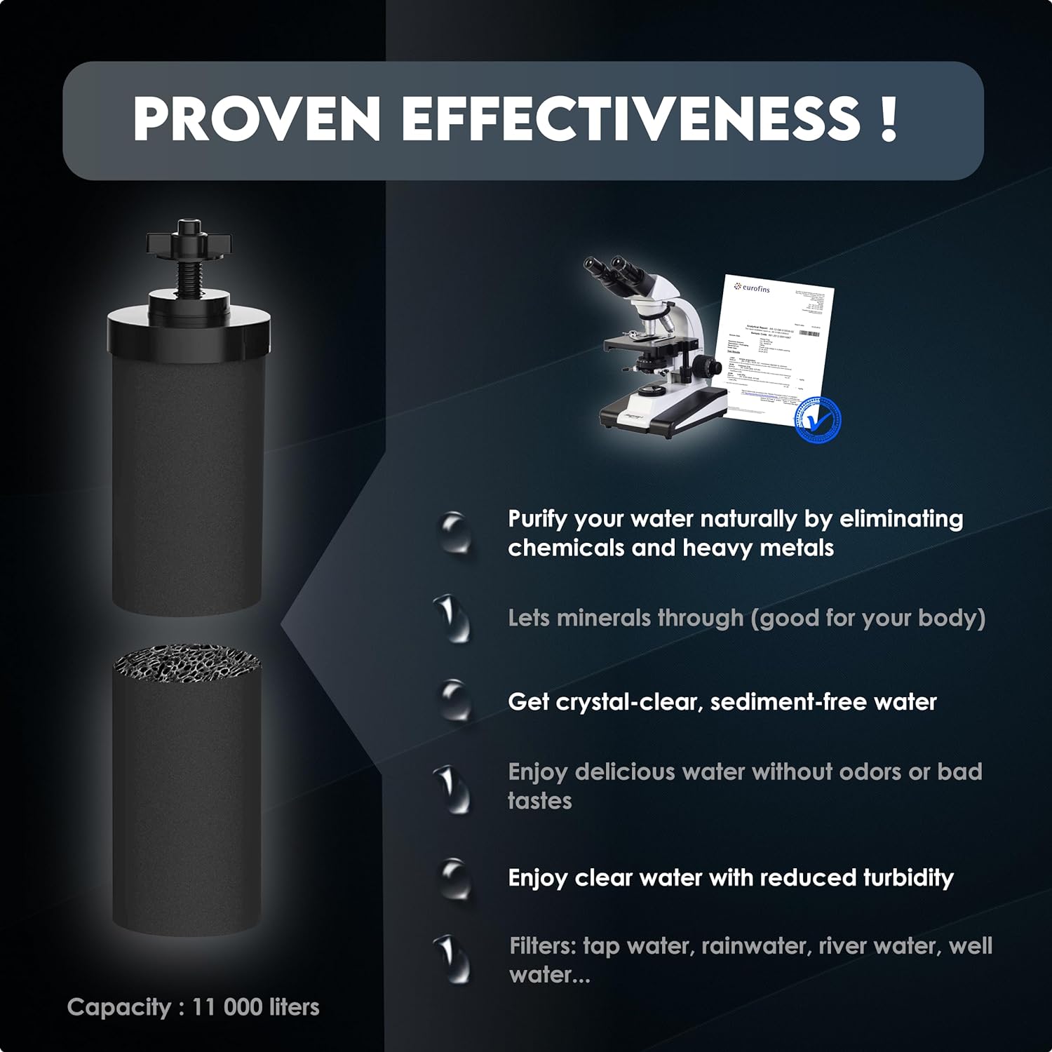 BAYTIZ | Gravity Water Filter 2.25 Gallon - Large Water Filtration System - Water Purifier Survival Compatible Berkey Filters, Camping Portable Dispenser Filtration Purification Hiking Home Emergency