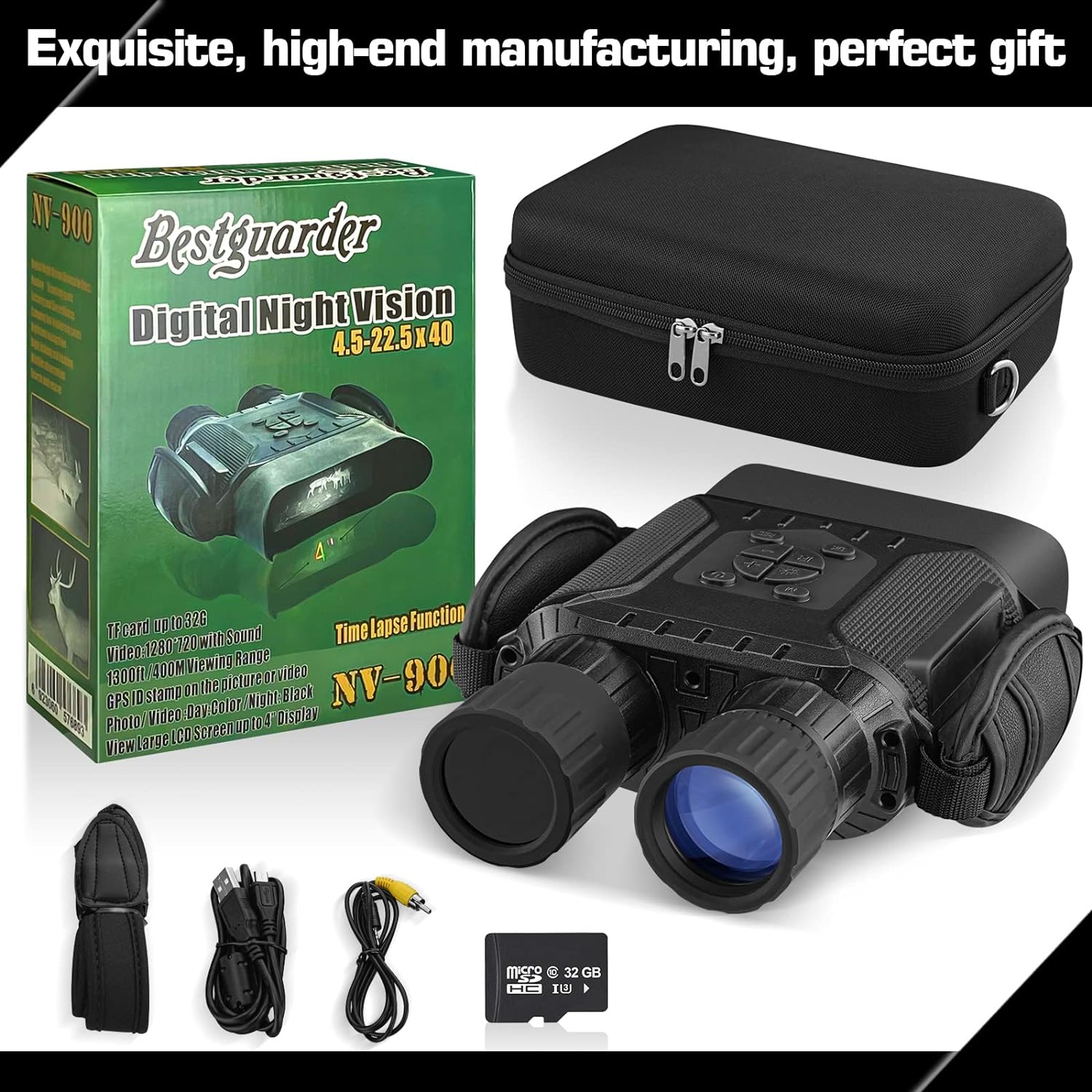 Bestguarder Digital Night Vision Binoculars for Adults,True IR Illuminator for Complete Darkness,High Sensitivity COMS Sensor Night Goggles for Hunting/NV-900 High-end Gifts