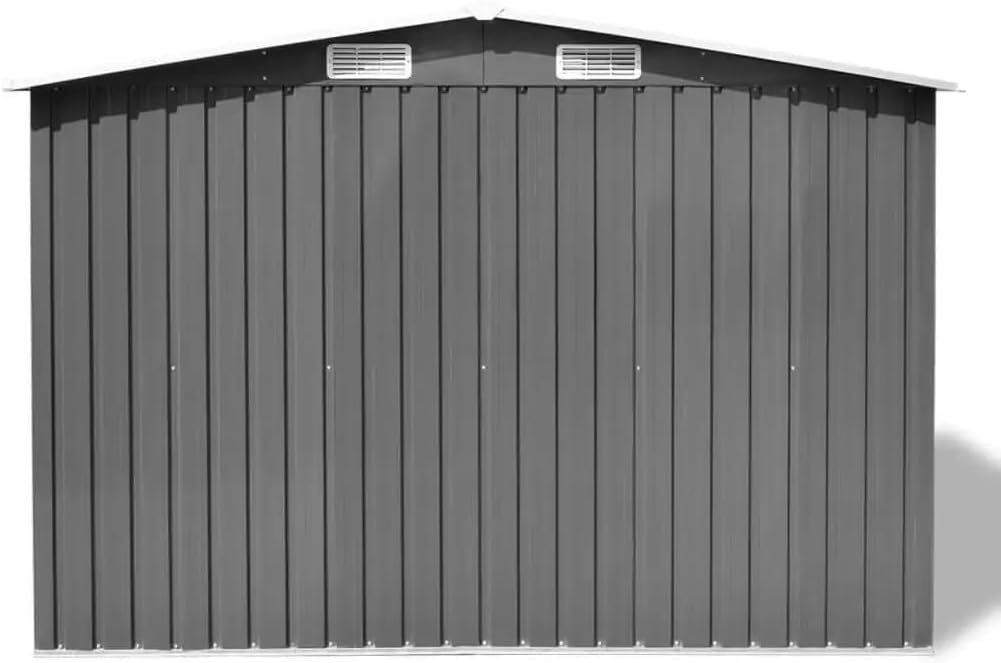 DCOT 101.2 x80.7 x70.1 Gray Metal Garden Storage Shed Easy to Assemble for Outdoor Backyard Gardens