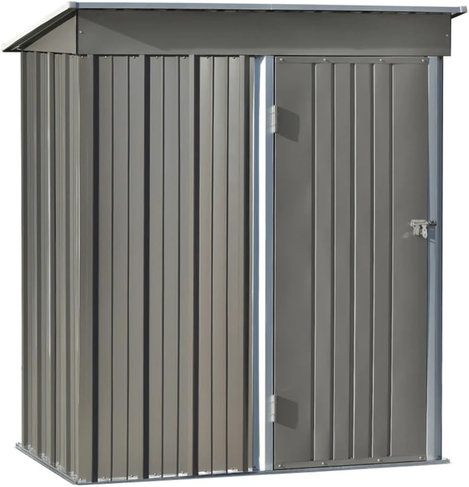 DCOT 5ft Wx3ft. L Garden Shed, Metal Lean-to Storage Shed with Lockable Door, Tool Cabinet for Backyard, Lawn, Garden