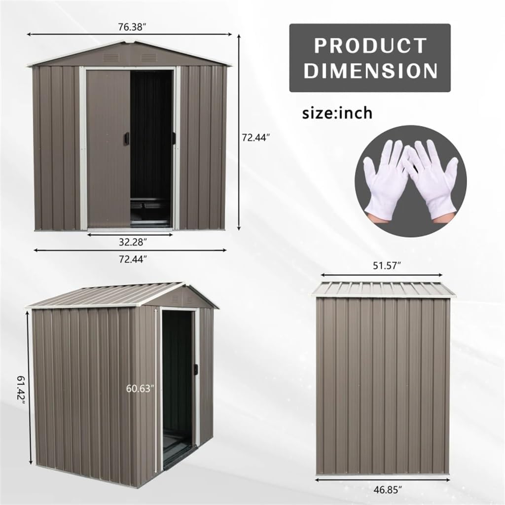 DCOT 6ft X 5ft Outdoor Metal Storage Shed Gray