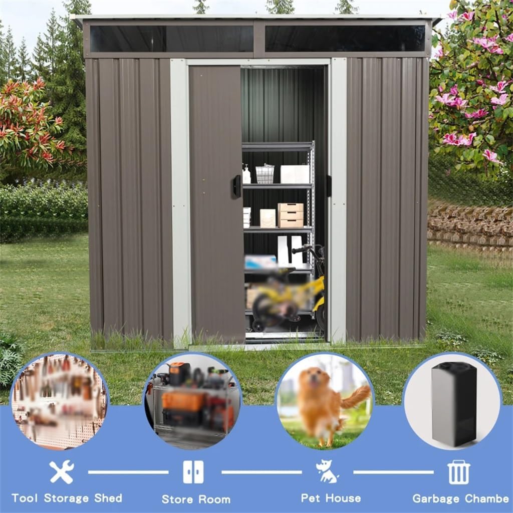 DCOT 6ft X 5ft Outdoor Metal Storage Shed with Window Transparent Plate