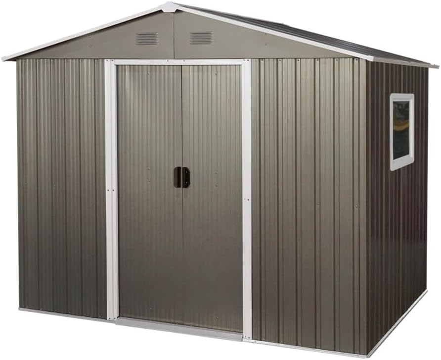 DCOT 6ft X 8ft Outdoor Metal Storage Shed with Window Grey