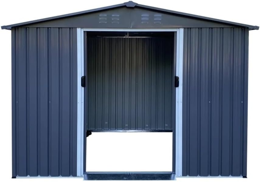 DCOT 8 X 6FT Large Metal Tool Sheds,Heavy Duty Storage House with Sliding Doors W/Air Vent for Outdoor Backyard Gardens