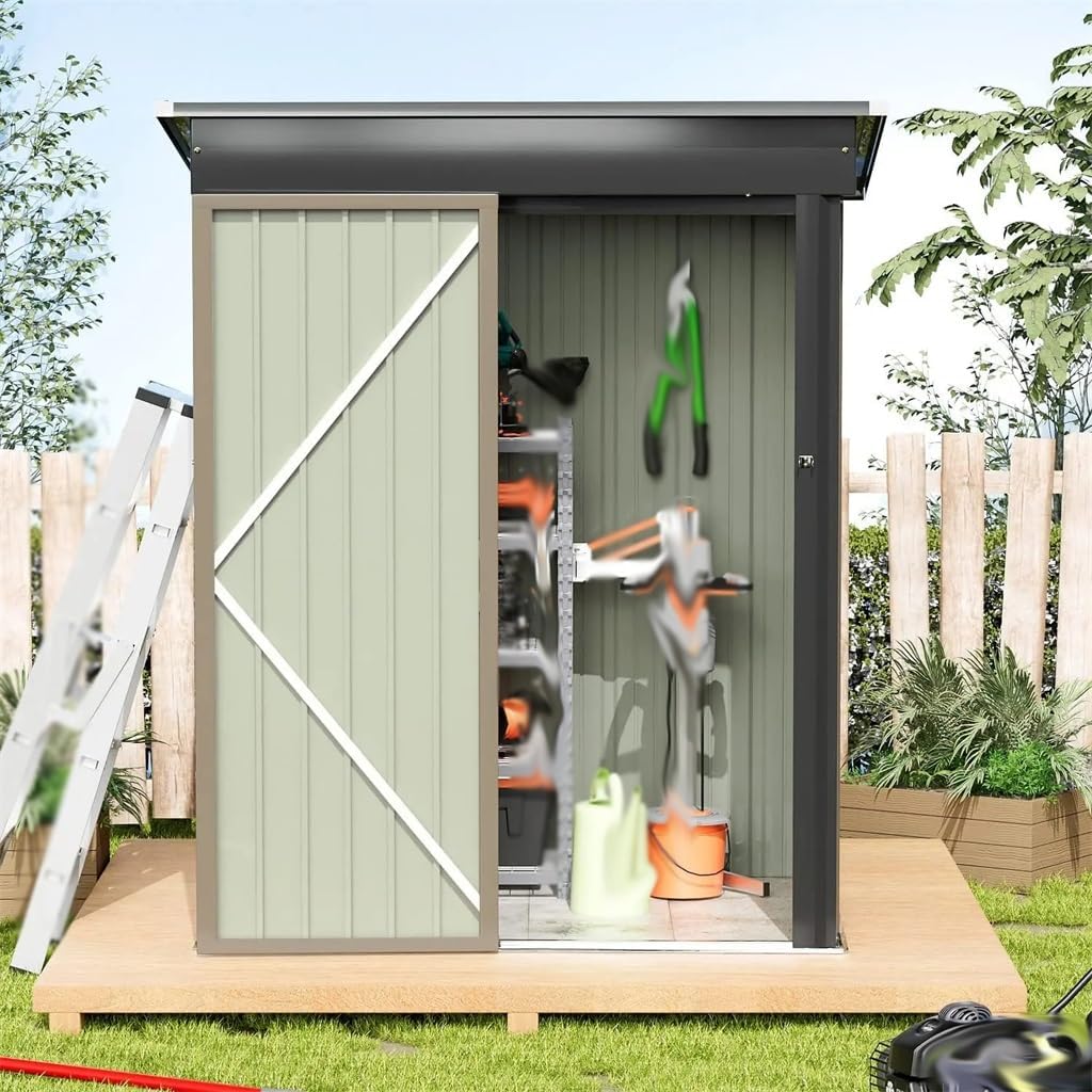 DCOT Metal Outdoor Storage Shed 5FT X 3FT, Steel Utility Tool Shed Storage House with Door  Lock