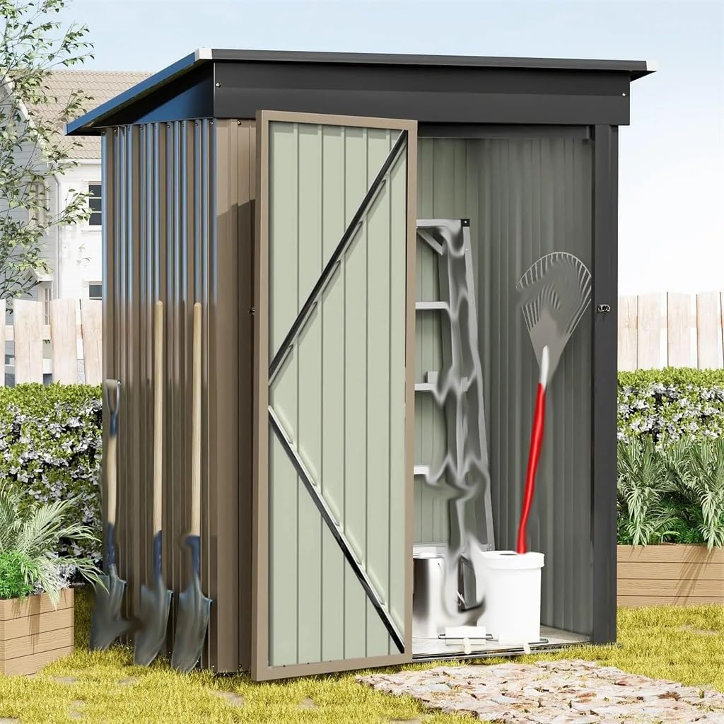 DCOT Metal Outdoor Storage Shed 5FT X 3FT, Steel Utility Tool Shed Storage House with Door  Lock