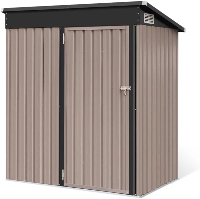 DCOT Outdoor Storage Shed 5x3 Ft Metal Shed and Outdoor Storage Garden Tools Bike Shed with Locking Door for Backyard.