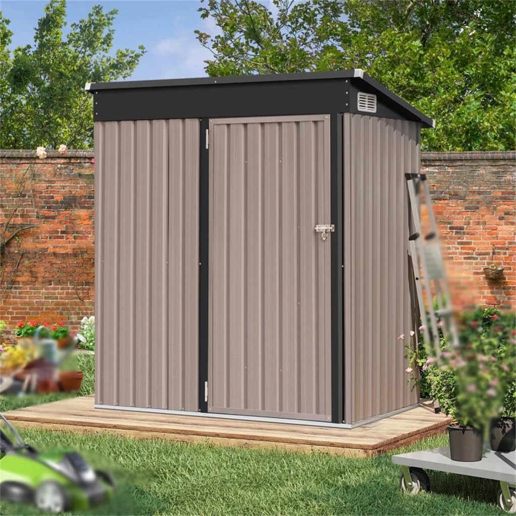 DCOT Outdoor Storage Shed 5x3 Ft Metal Shed and Outdoor Storage Garden Tools Bike Shed with Locking Door for Backyard.