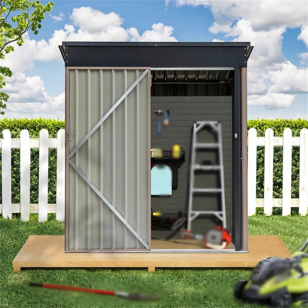 DCOT Outdoor Storage Shed 5x3 Ft Metal Shed and Outdoor Storage Garden Tools Bike Shed with Locking Door for Backyard.