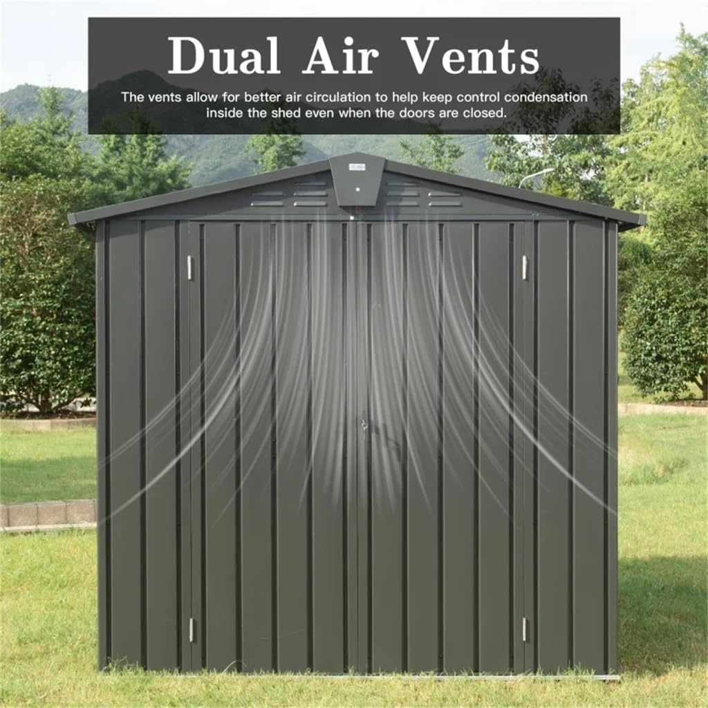 DCOT Storage Shed Metal Outside Sheds Outdoor Storage Galvanized Steel,Tool Shed with Lockable Double Door for Patio