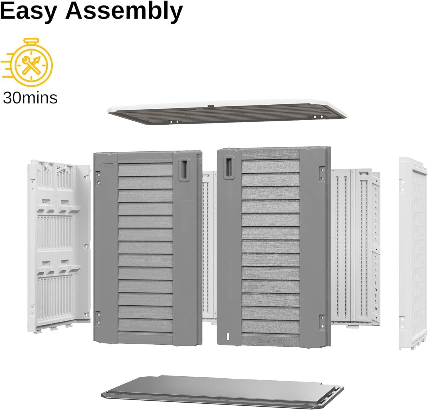 EAST OAK Outdoor Storage Shed, 7×4×8.2 FT Waterproof Resin Tool Shed with Window, 152Cu.ft Outside House Shed for Garden, Patio, Lawn Mower, Bikes