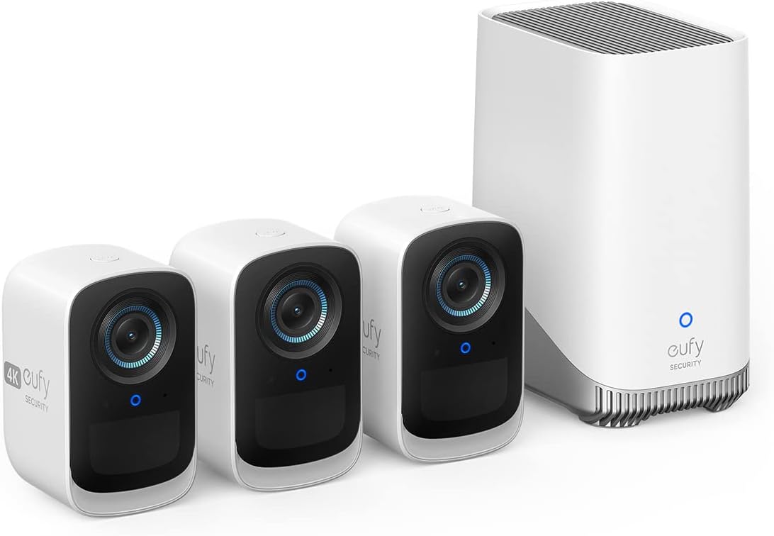 eufy Security eufyCam S300(eufyCam 3C) 2-Cam Kit, Security Camera Outdoor Wireless, 4K Camera, Expandable Local Storage up to 16TB, Face Recognition AI, Color Night Vision, Spotlight, No Monthly Fee