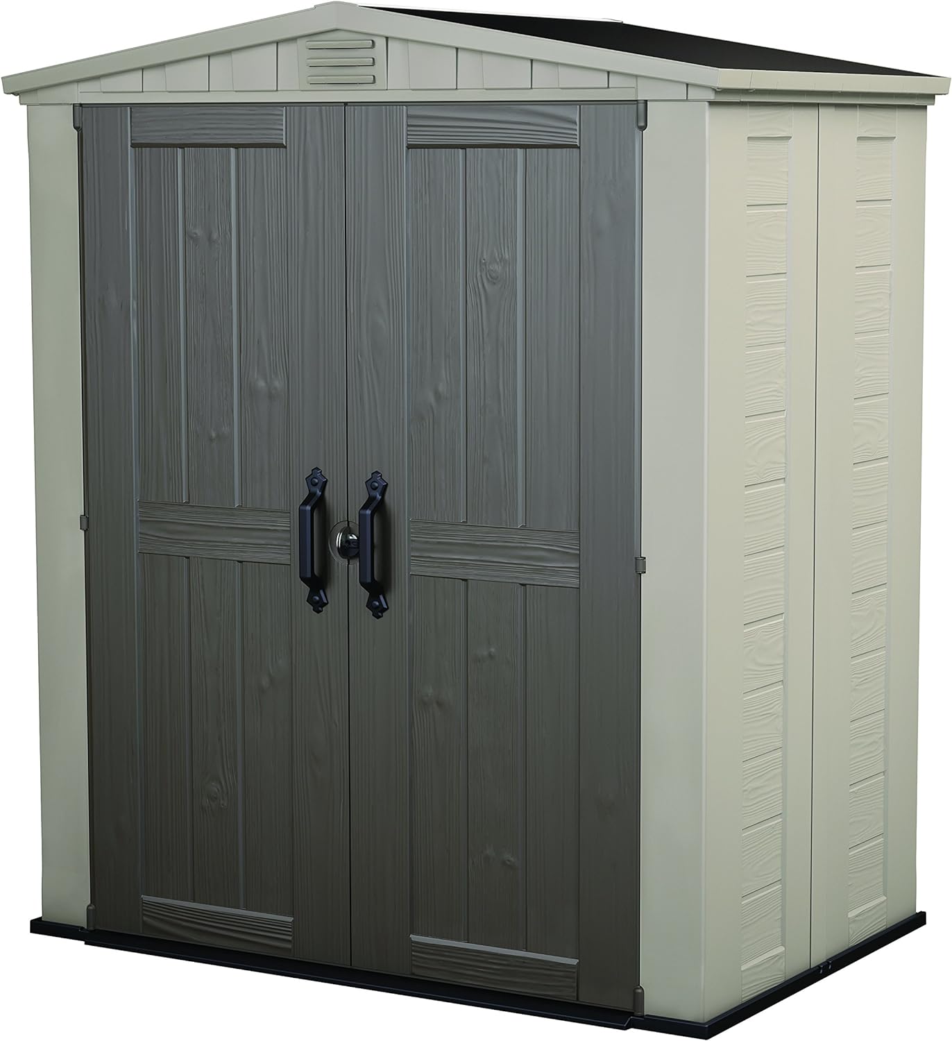 Keter Factor 6x3 Outdoor Storage Shed Kit-Perfect to Store Patio Furniture, Garden Tools Bike Accessories, Beach Chairs and Push Lawn Mower, Taupe  Brown