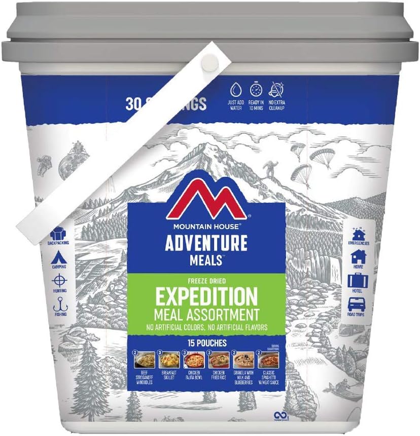 Mountain House Expedition Bucket | Freeze Dried Backpacking  Camping Food | 30 Servings