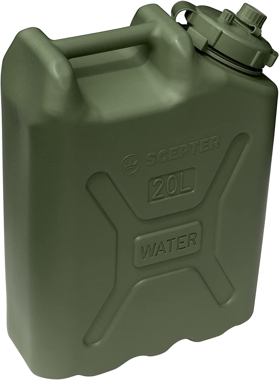 Scepter Durable 5 Gallon 20 Liter Portable Military Water Storage Container for Camping, Outdoors, and Emergency Management, Green (10 Pack)