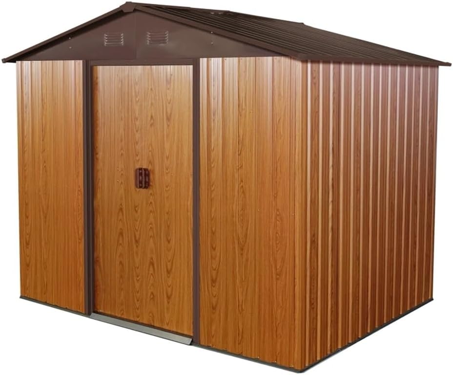 TKFDC 6ft X 8ft Outdoor Metal Storage Shed with Metal Floor Base