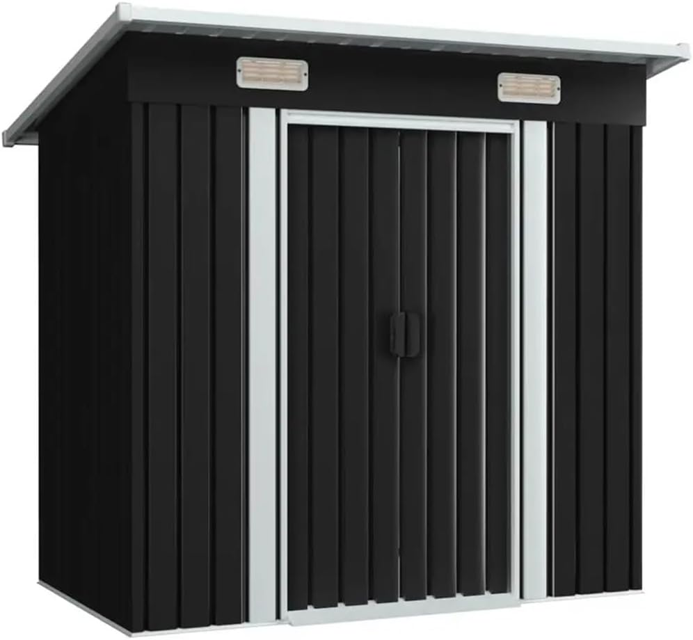 TKFDC Wind and Rain Resistant Black Metal Garden Shed Outdoor Storage Outdoor Utility Room Tool Room Mobile Room 190x124x81cm