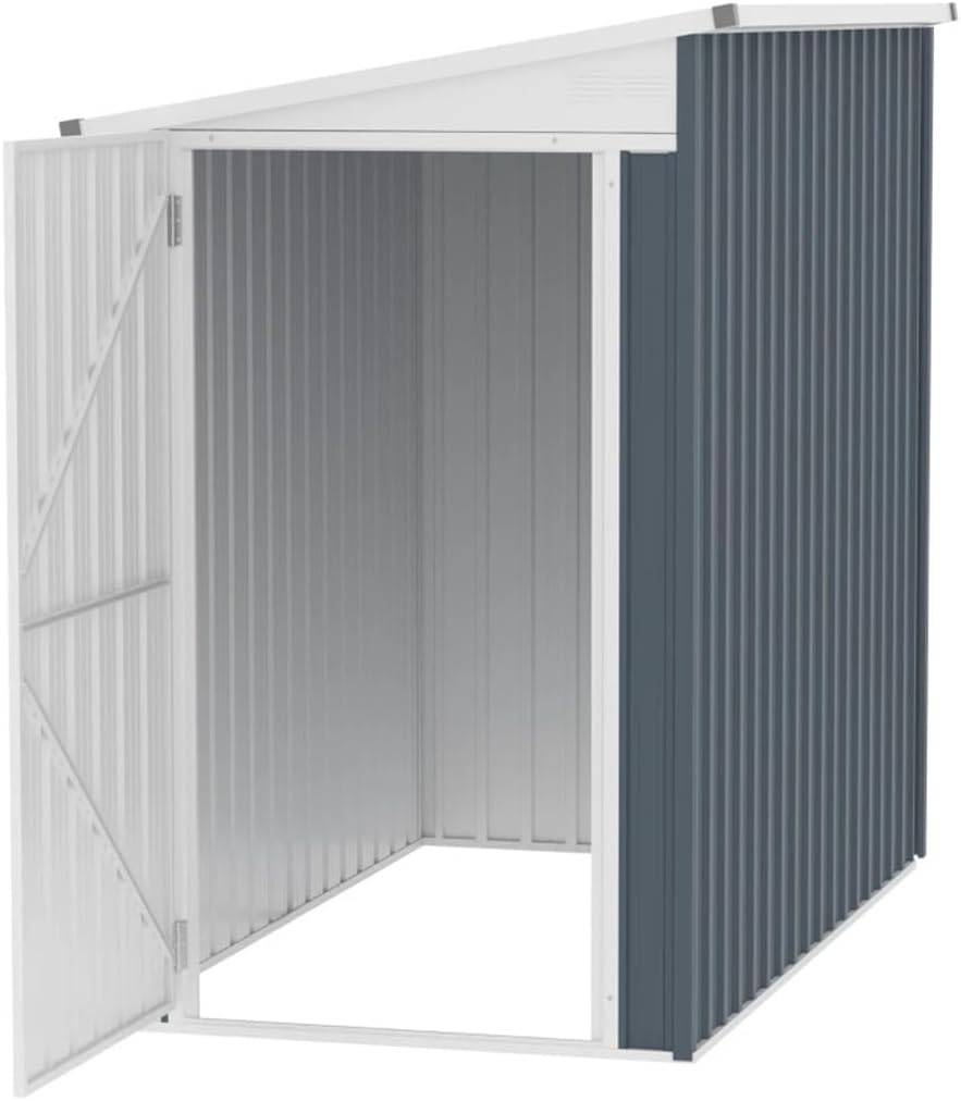 WALNUT 4 X 6 Steel Garden Storage Shed Lean to Shed Outdoor Metal Tool House with Lockable Door and 2 Air Vents