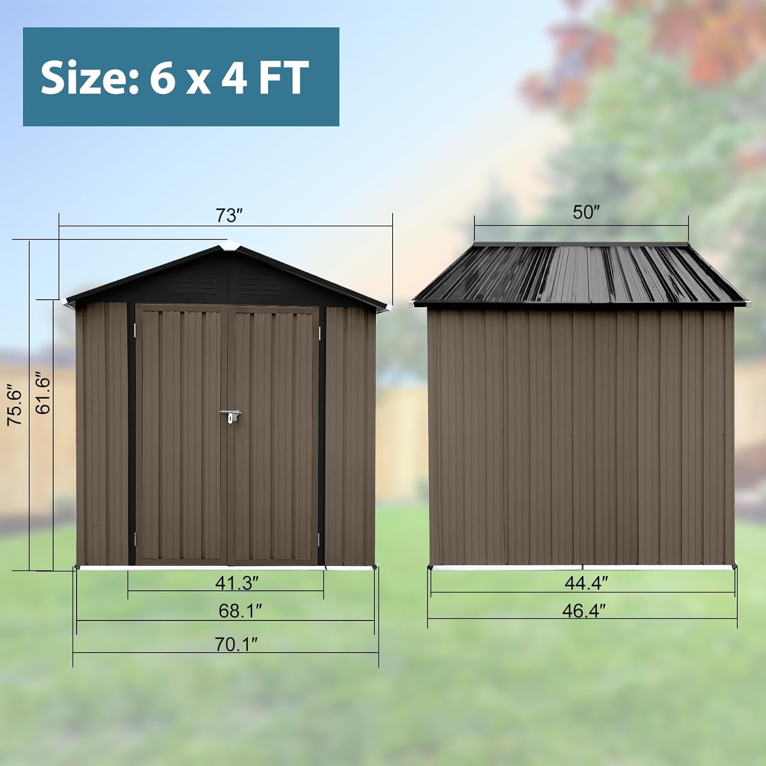 Zevemomo 10X8 FT Outdoor Storage Shed, All Weather Metal Sheds with Metal Foundation  Lockable Doors, Tool Shed for Garden, Patio, Backyard, Lawn, Grey