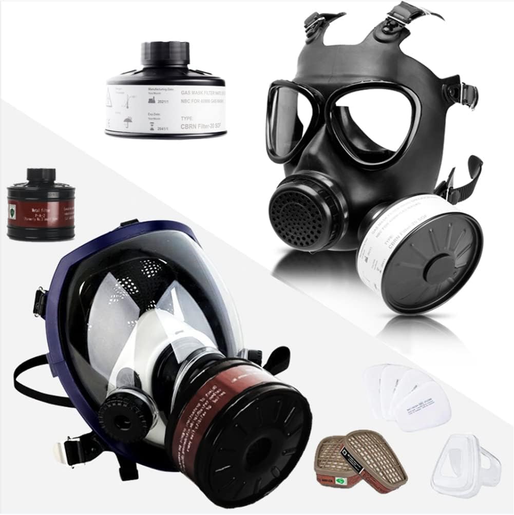 Gas Mask, Gas Masks Survival Nuclear and Chemica, Gas Mask Military with 40mm Activated Carbon Filter and 6001 Filter for Spray Paint, Asbestos, Fume
