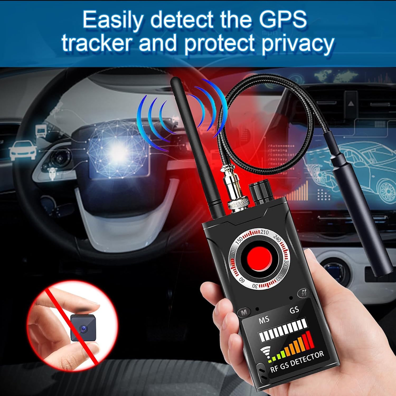 LUVISEE Hidden Camera Detector Anti Spy RF Signal Detector Bug Detector, Camera Finder Scanner, GPS Tracker Detector, Protect Privacy Counter Surveillance Equipment New Intelligent Infrared Detection