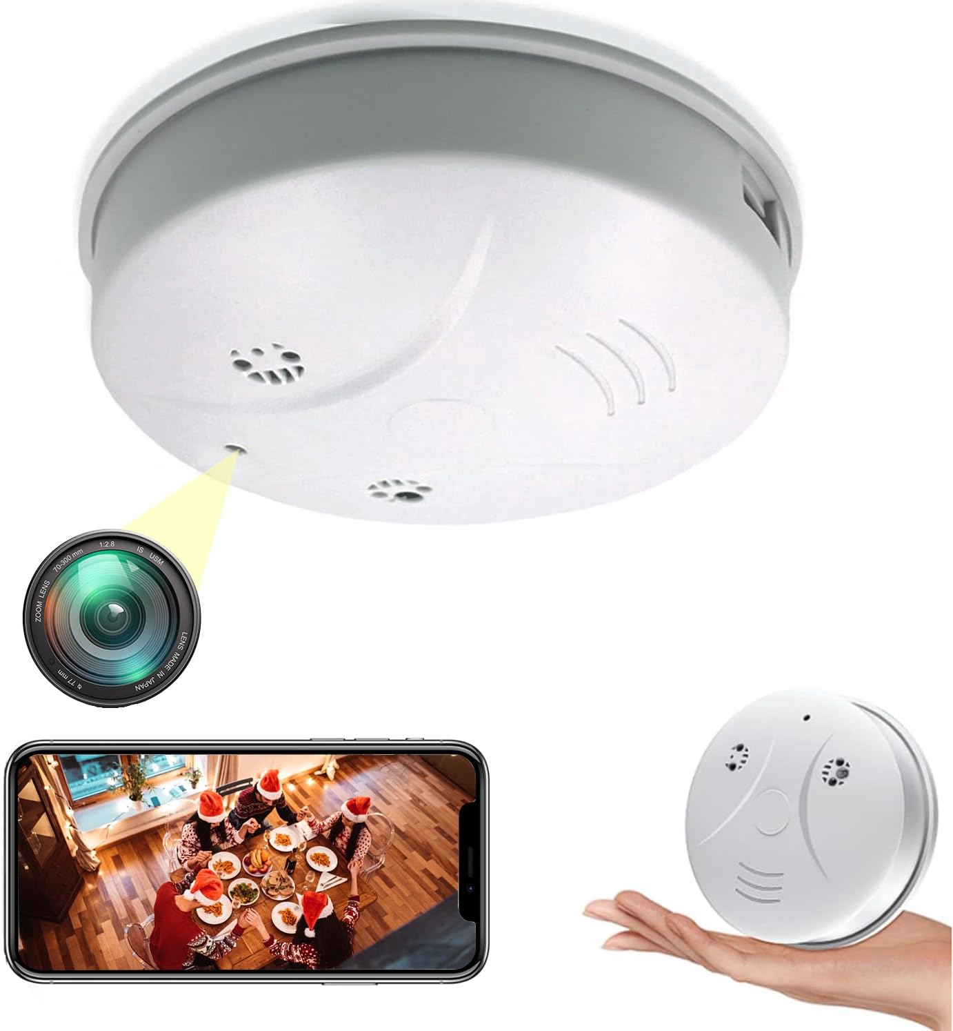 Mayycinco Hidden Camera Smoke Detector WiFi Spy Camera Hidden Cameras with Video HD 1080P Wireless Small Camera with Night Vision and Motion Detection Indoor Camera for Home Security Nanny Cam