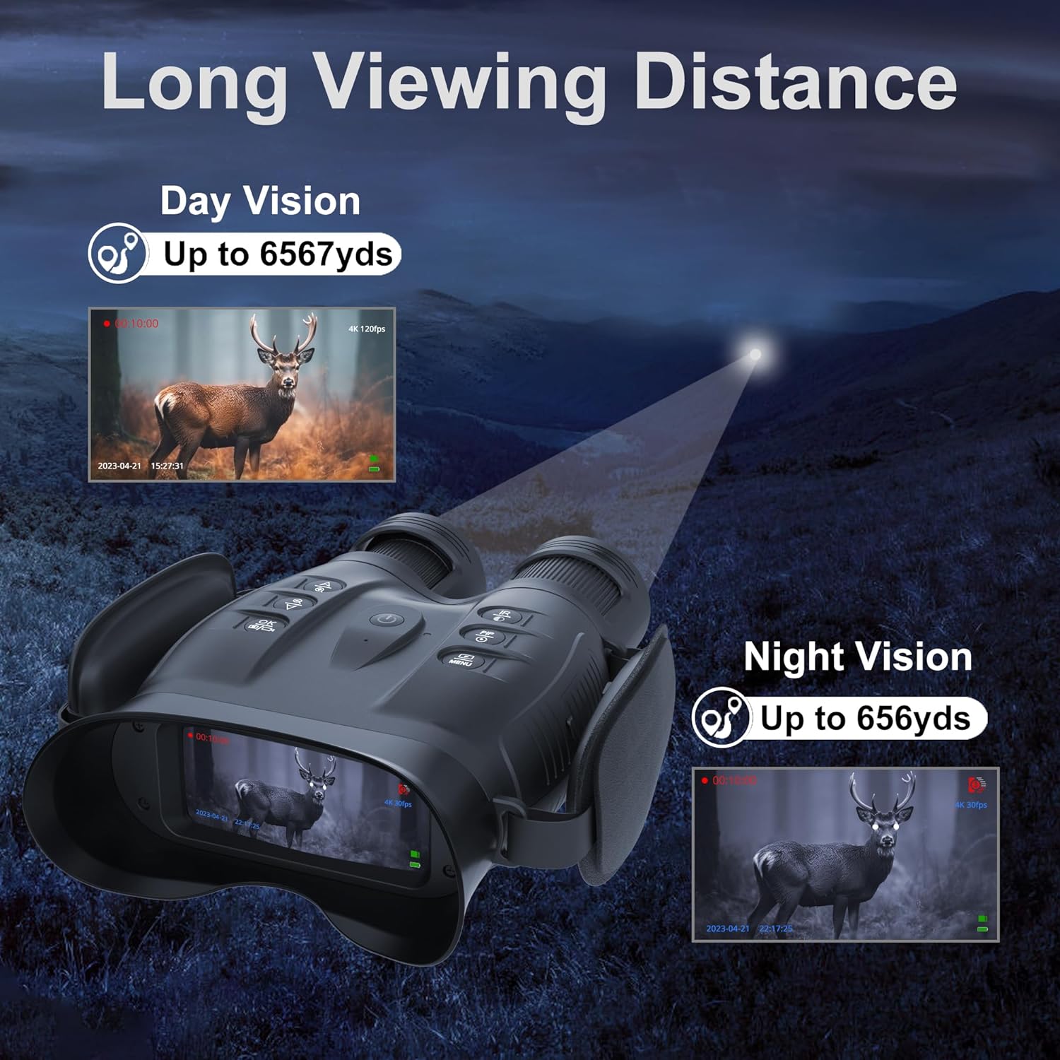 oneleaf.ai Find NV200 True 4K 50mm Day/Night Vision Binoculars