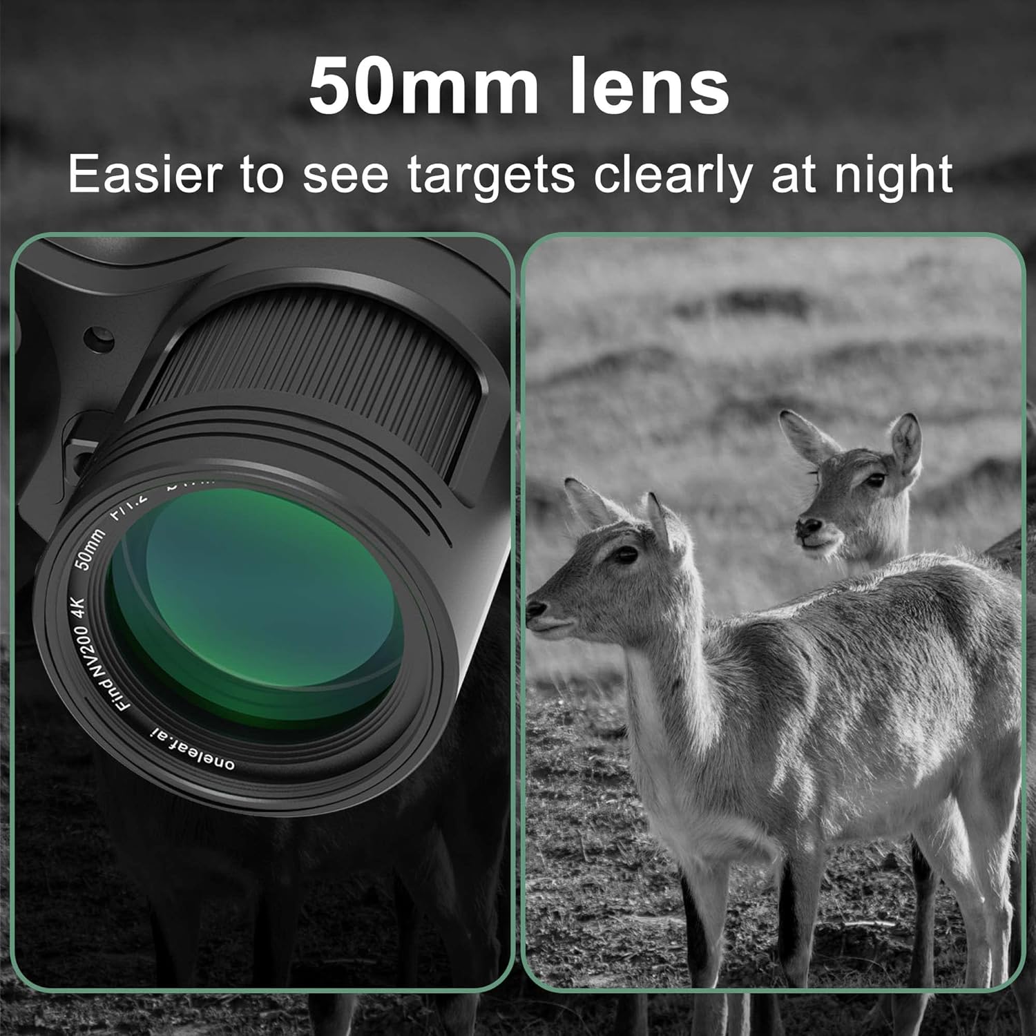 oneleaf.ai Find NV200 True 4K 50mm Day/Night Vision Binoculars