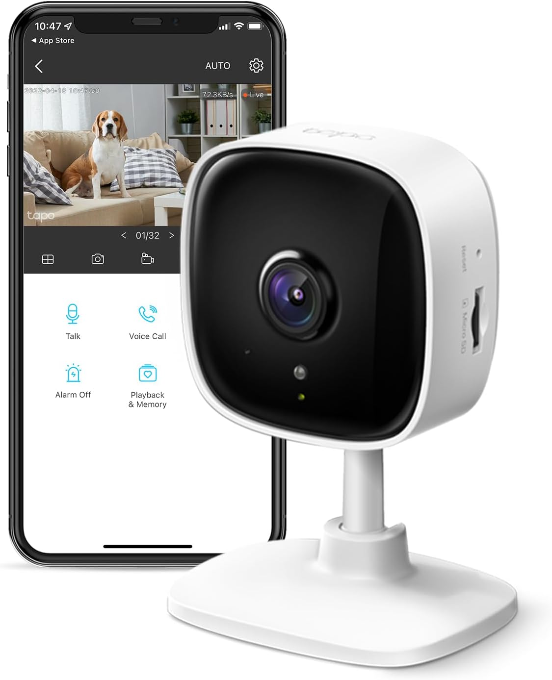 TP-Link Tapo 1080P Indoor Security Camera for Baby Monitor, Dog Camera w/ Motion Detection, 2-Way Audio Siren, Night Vision, Cloud  SD Card Storage, Works w/ Alexa  Google Home (Tapo C100)